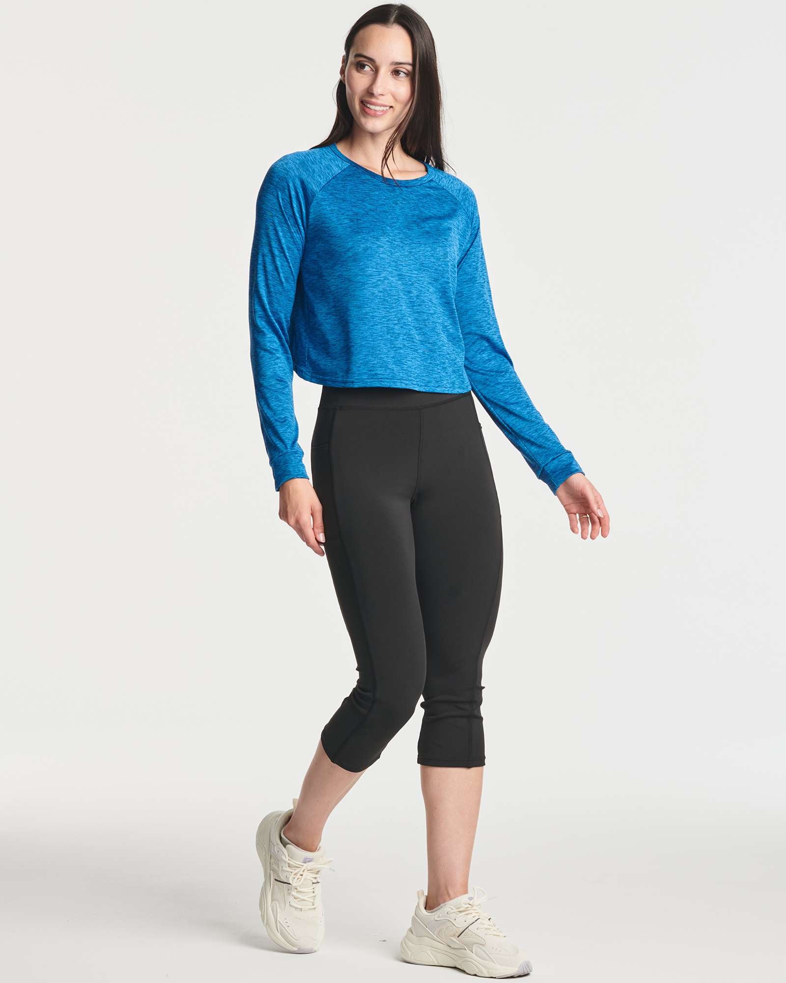 4 Pack: Women's Long Sleeve Petal Back Crop Top (Available in Plus Size)