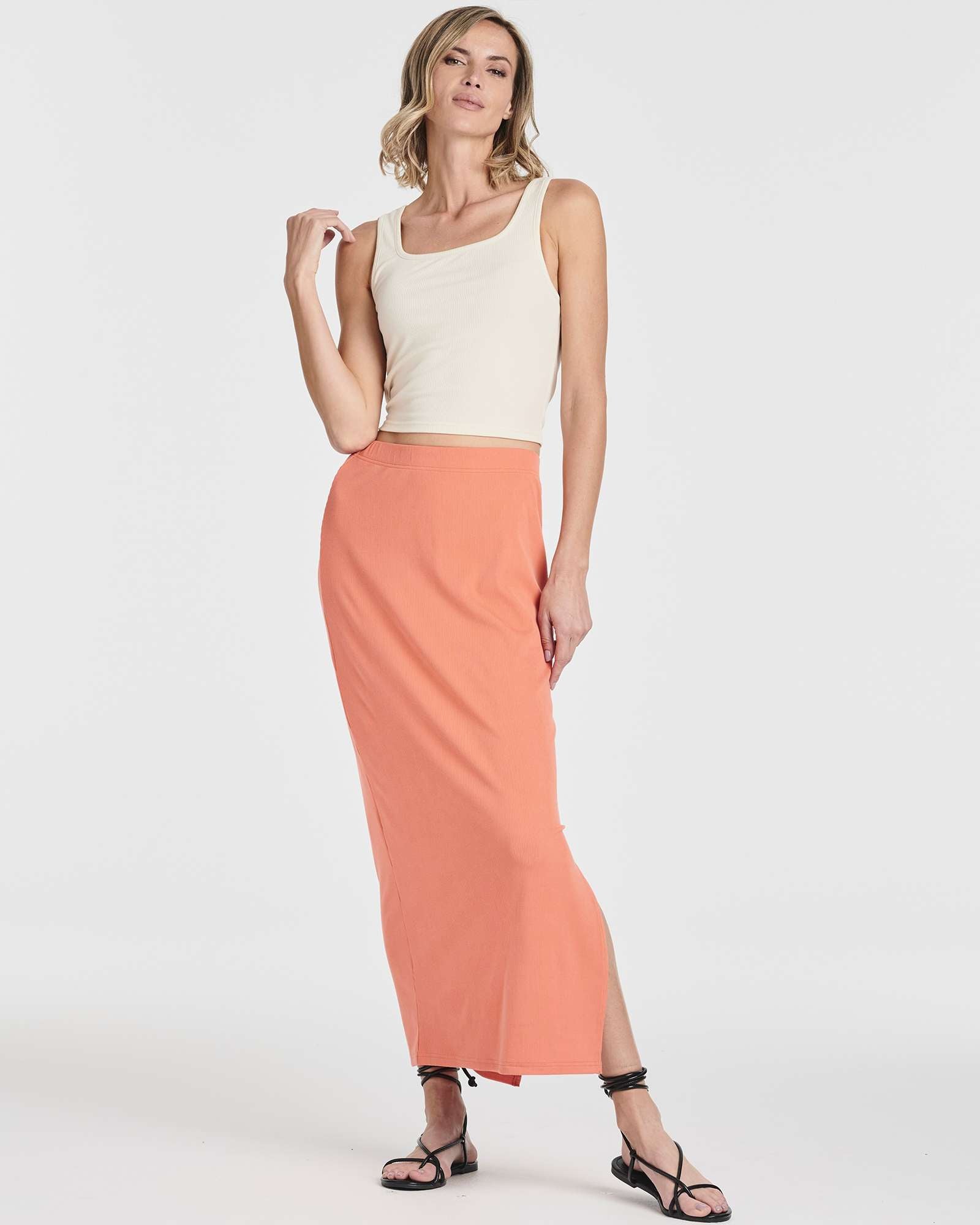 3 Pack: Women's Ribbed High Waisted Maxi Skirt