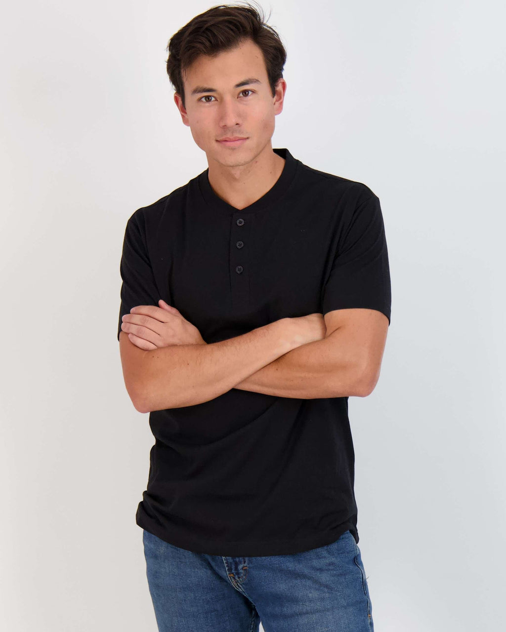 3 Pack: Mens Cotton Short Sleeve Henley T-Shirt