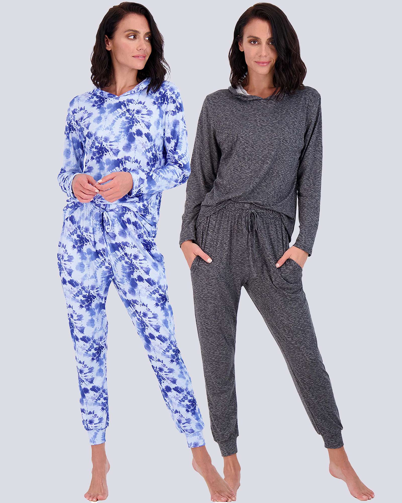 4 Piece: Womens Long Sleeve Henley & Jogger Lounge Pajama Set