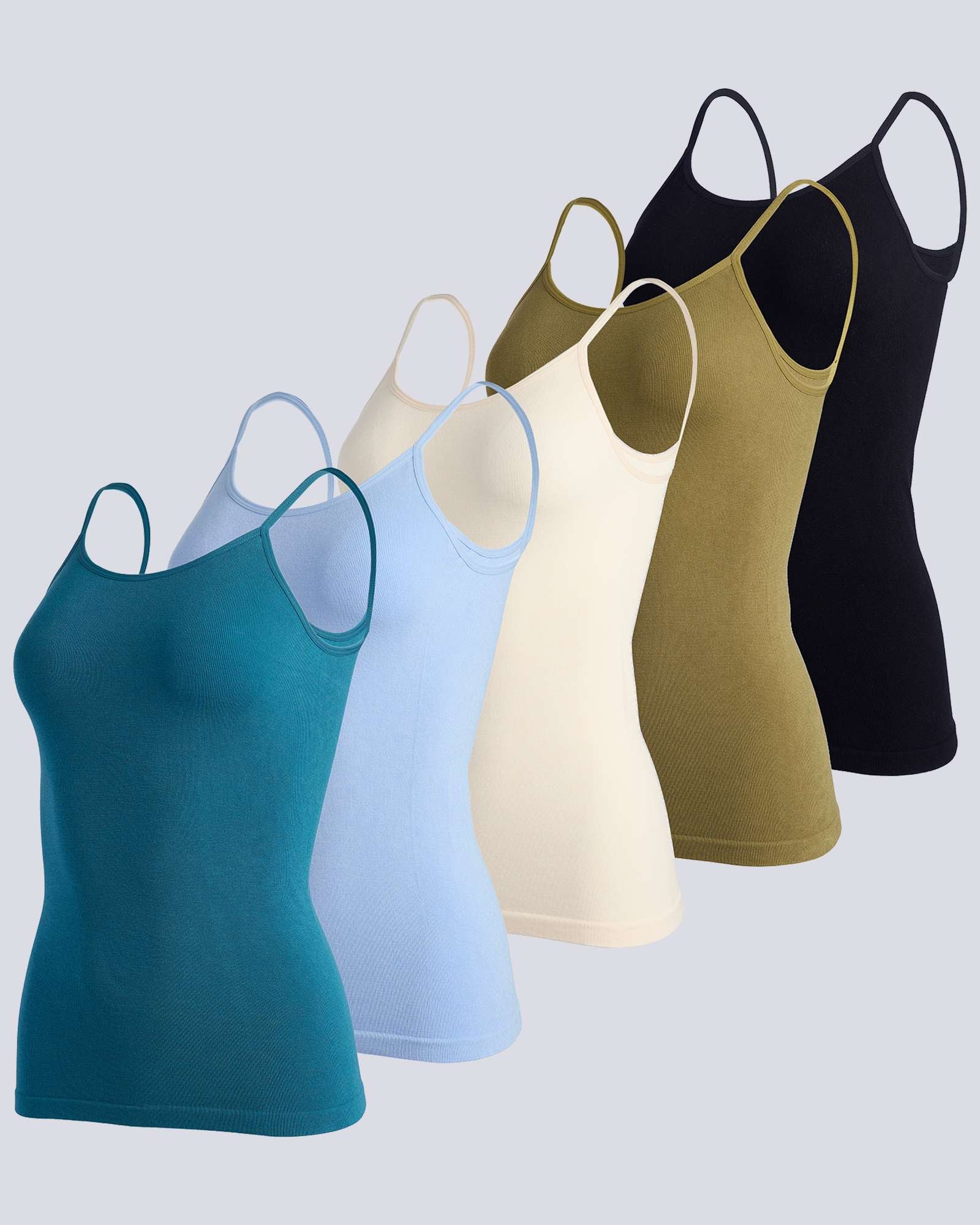 5 Pack: Women's Ribbed Spaghetti Strap Camisole