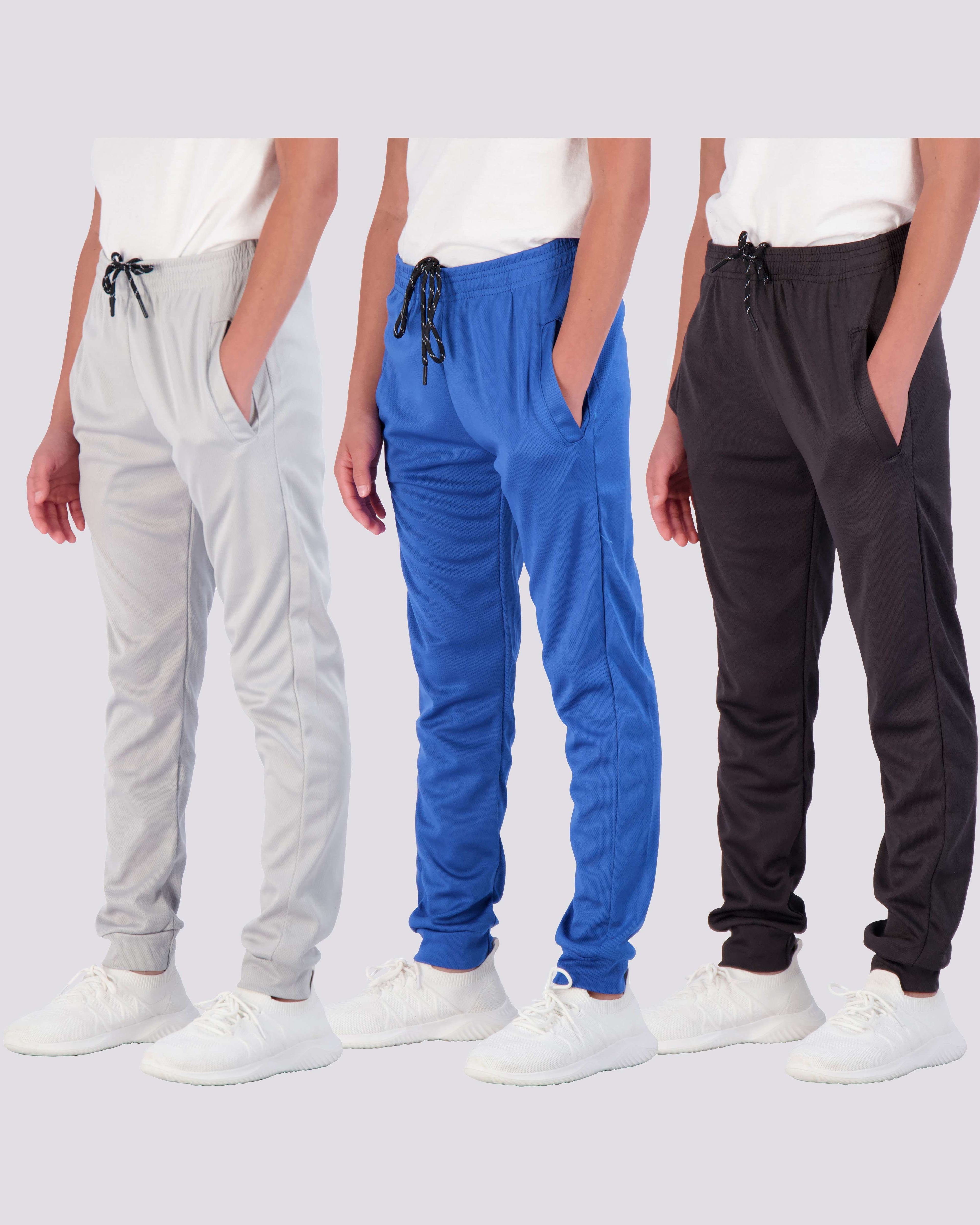 3 Pack: Boys Mesh Active Casual Jogger Sweatpants