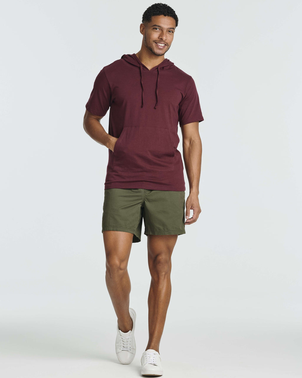 Men's Cotton Short-Sleeve Hoodie Hooded T-Shirt With Drawstring & Pockets (Available in Big & Tall)