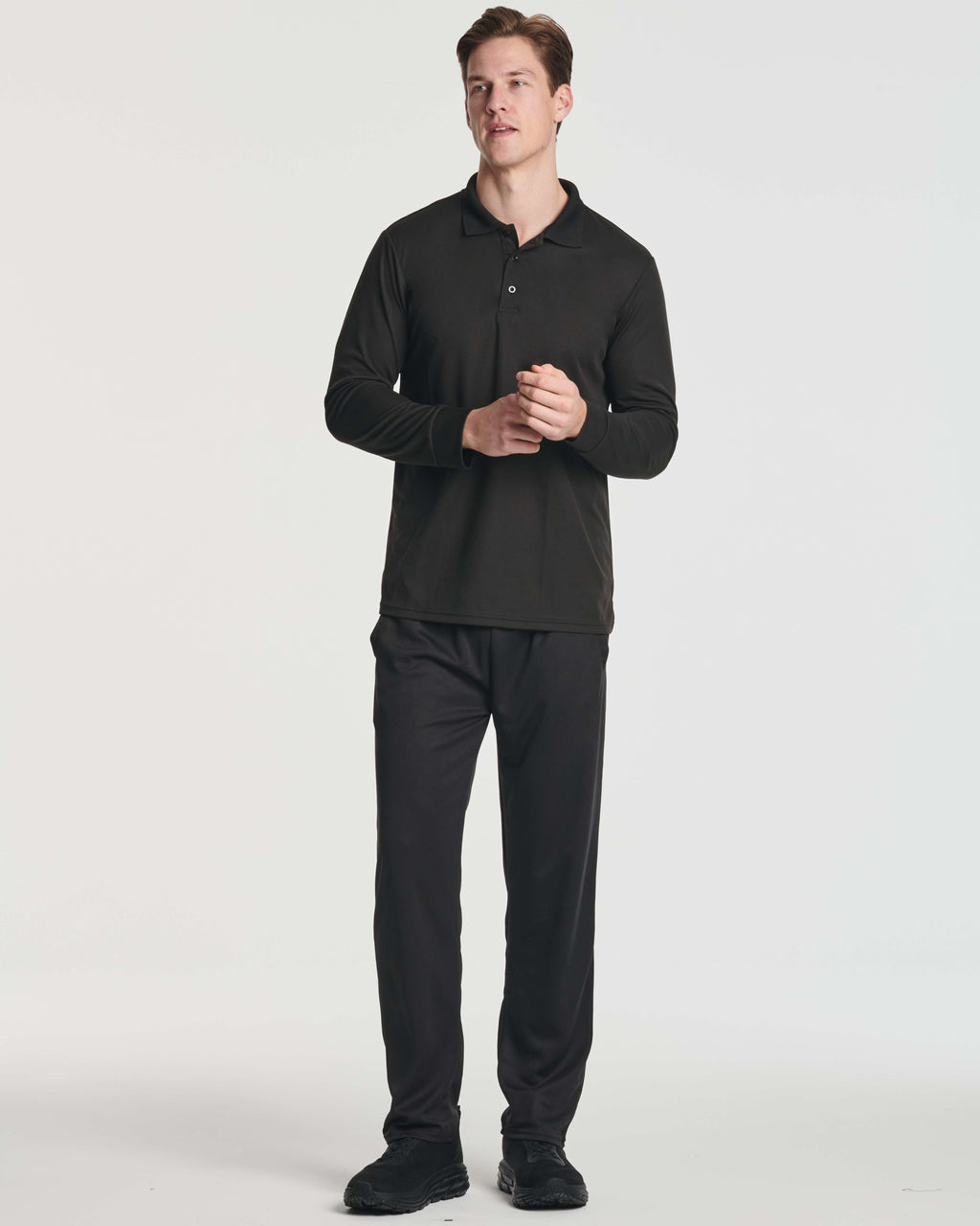 3 Pack: Men's Dry Fit Long-Sleeve Polo Shirt (Available in Big & Tall)