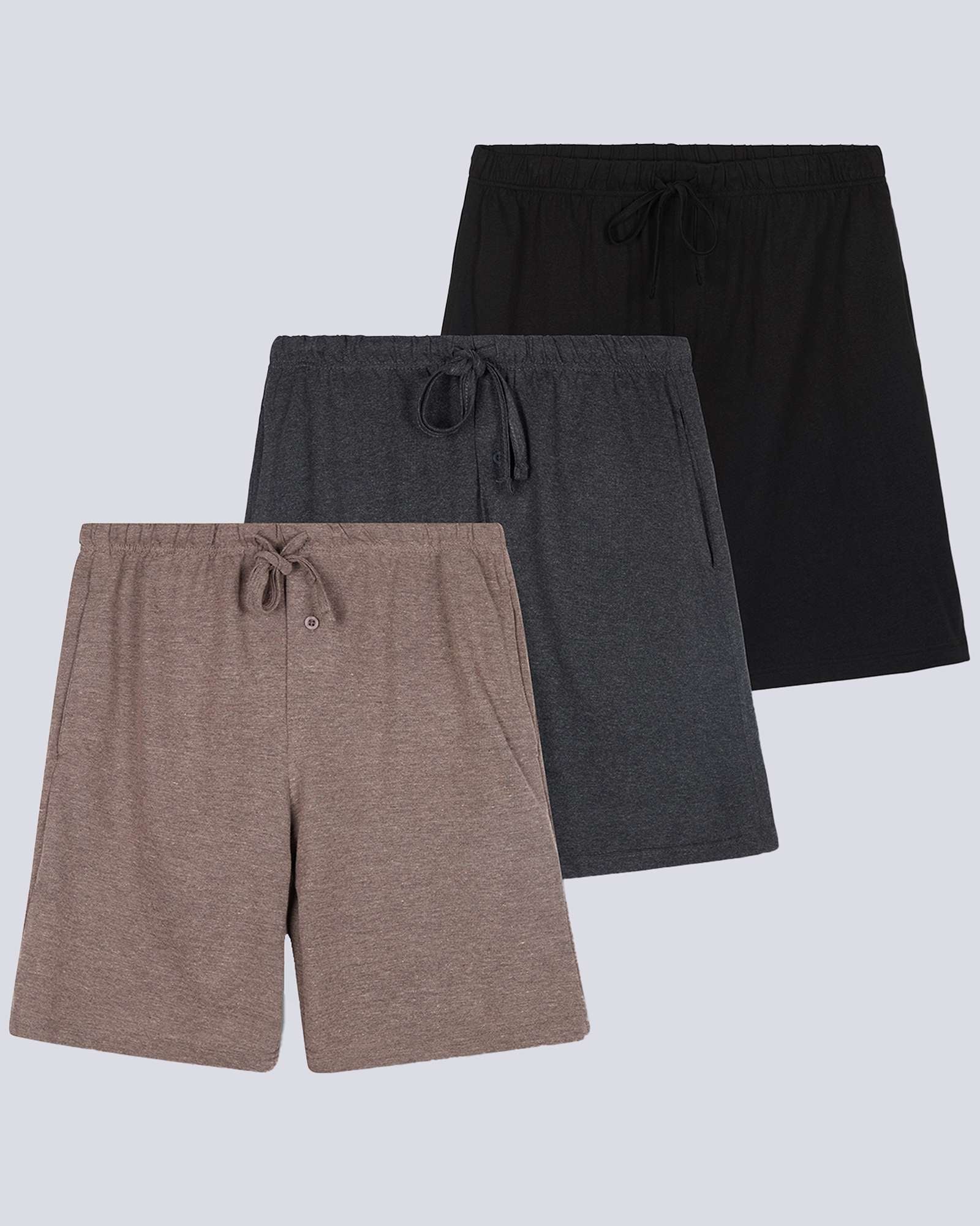 3 Pack:Mens Cotton Sleep Pajama Lounge Shorts