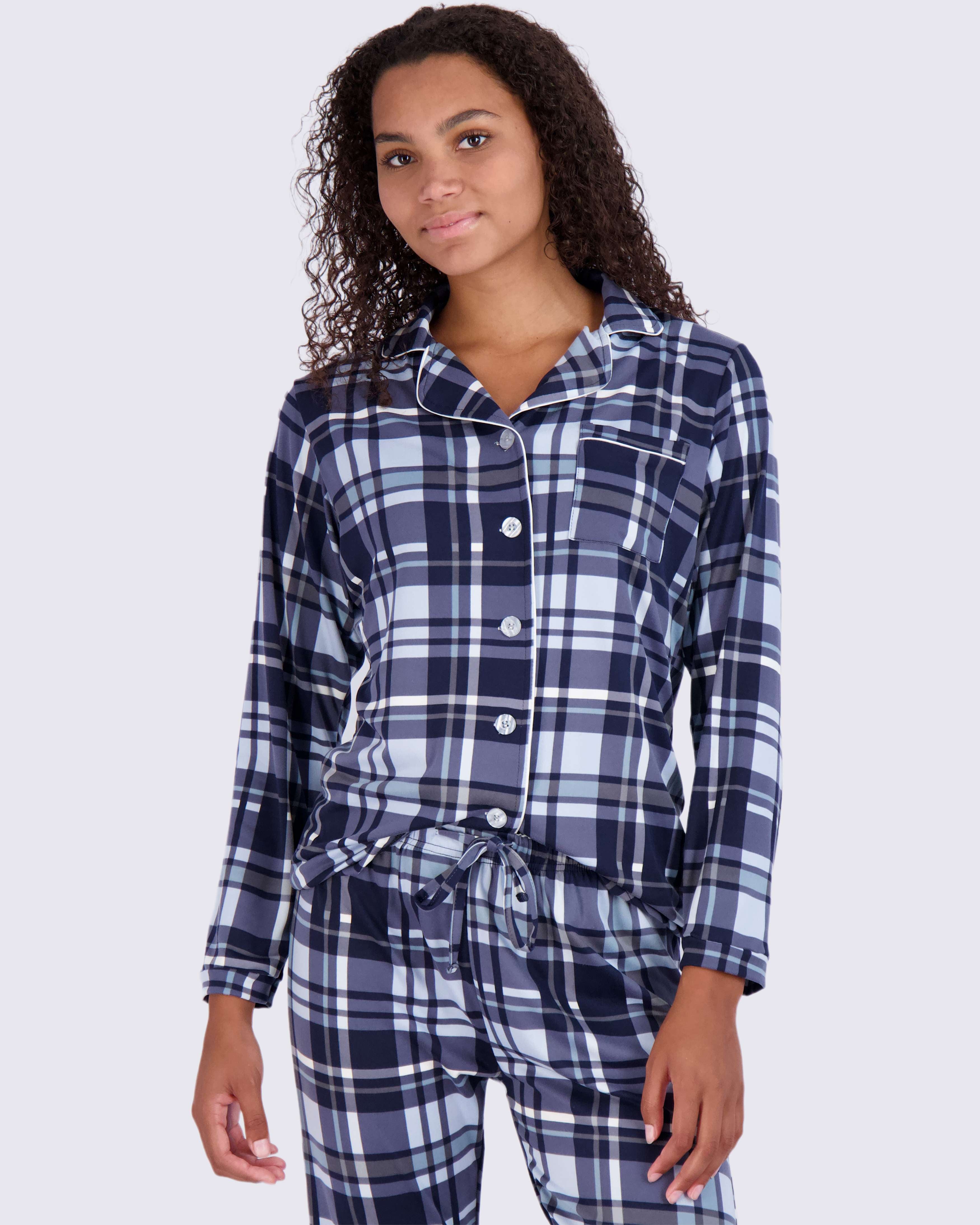 4 Piece: Women’s Long Sleeve Button Down Pajama Set