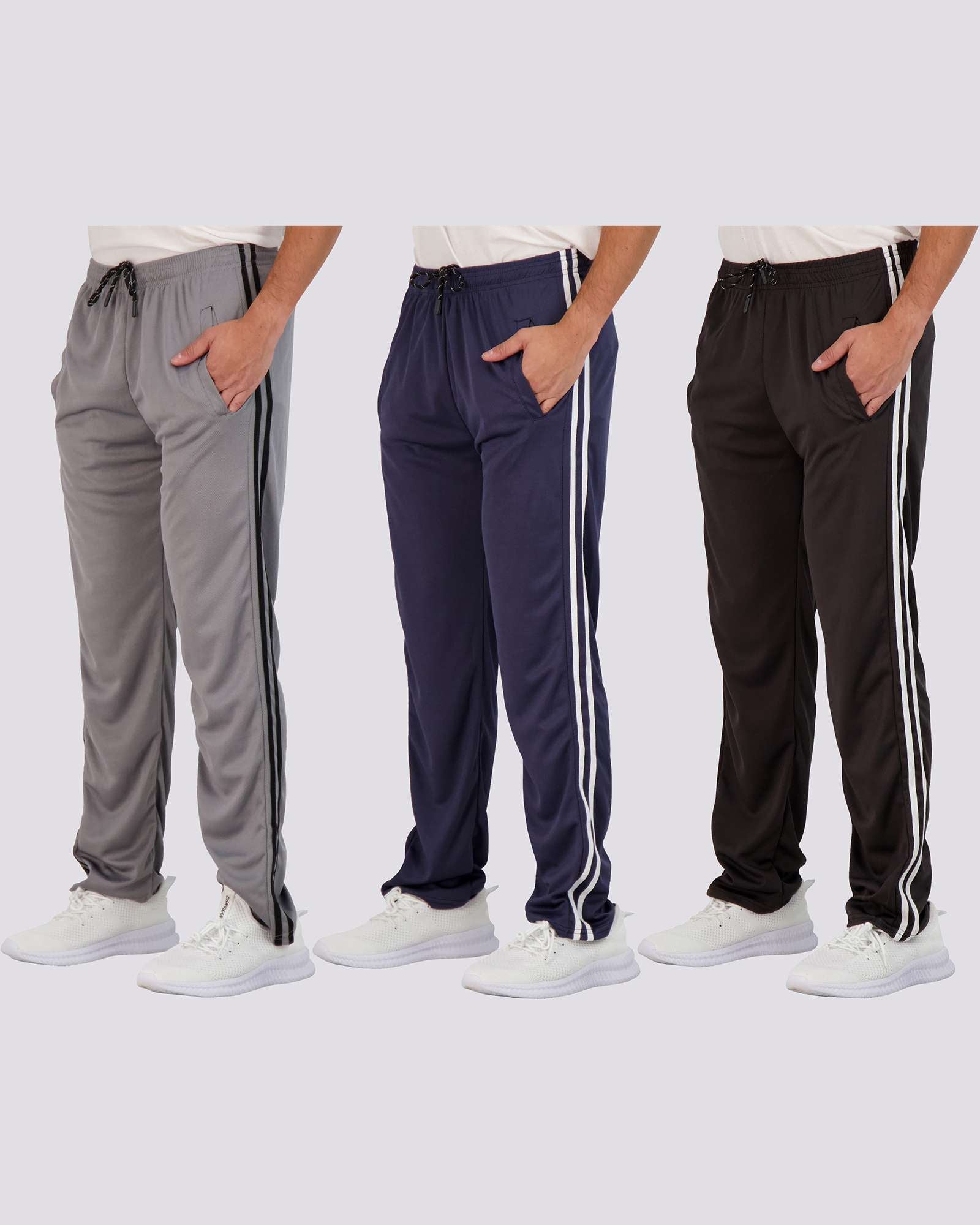 3 Pack: Mens Mesh Active Open Bottom Sweatpants