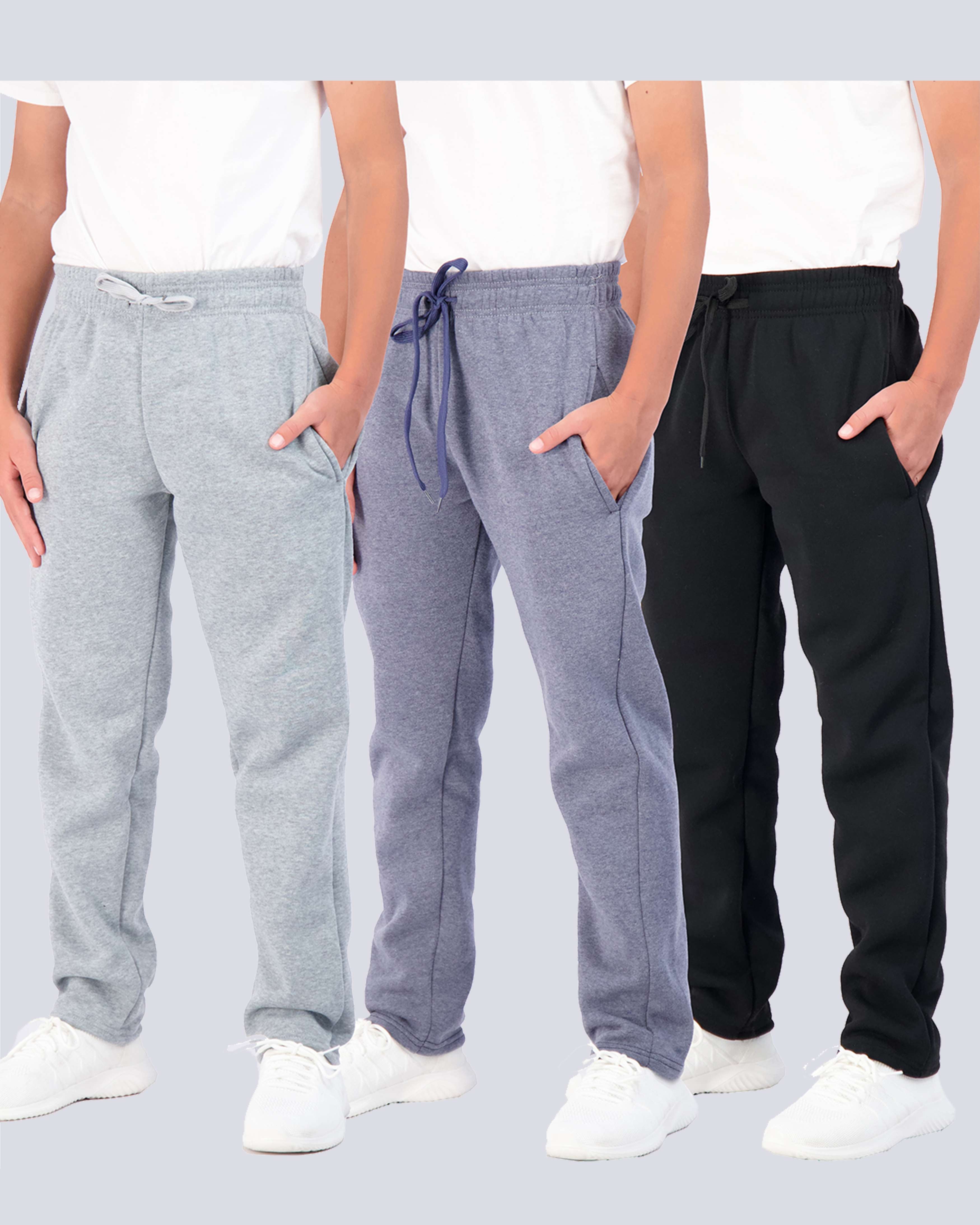 3 Pack: Boys Fleece Open Bottom Sweatpants
