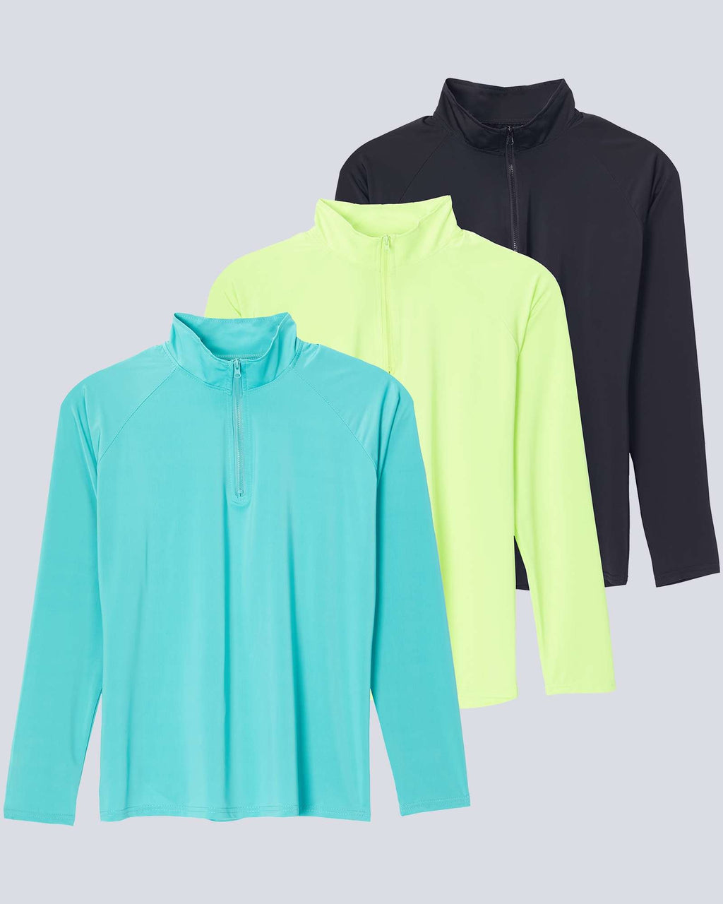 3 Pack: Women's 1/4 Zip Rash Guard Long Sleeve Swim Shirt