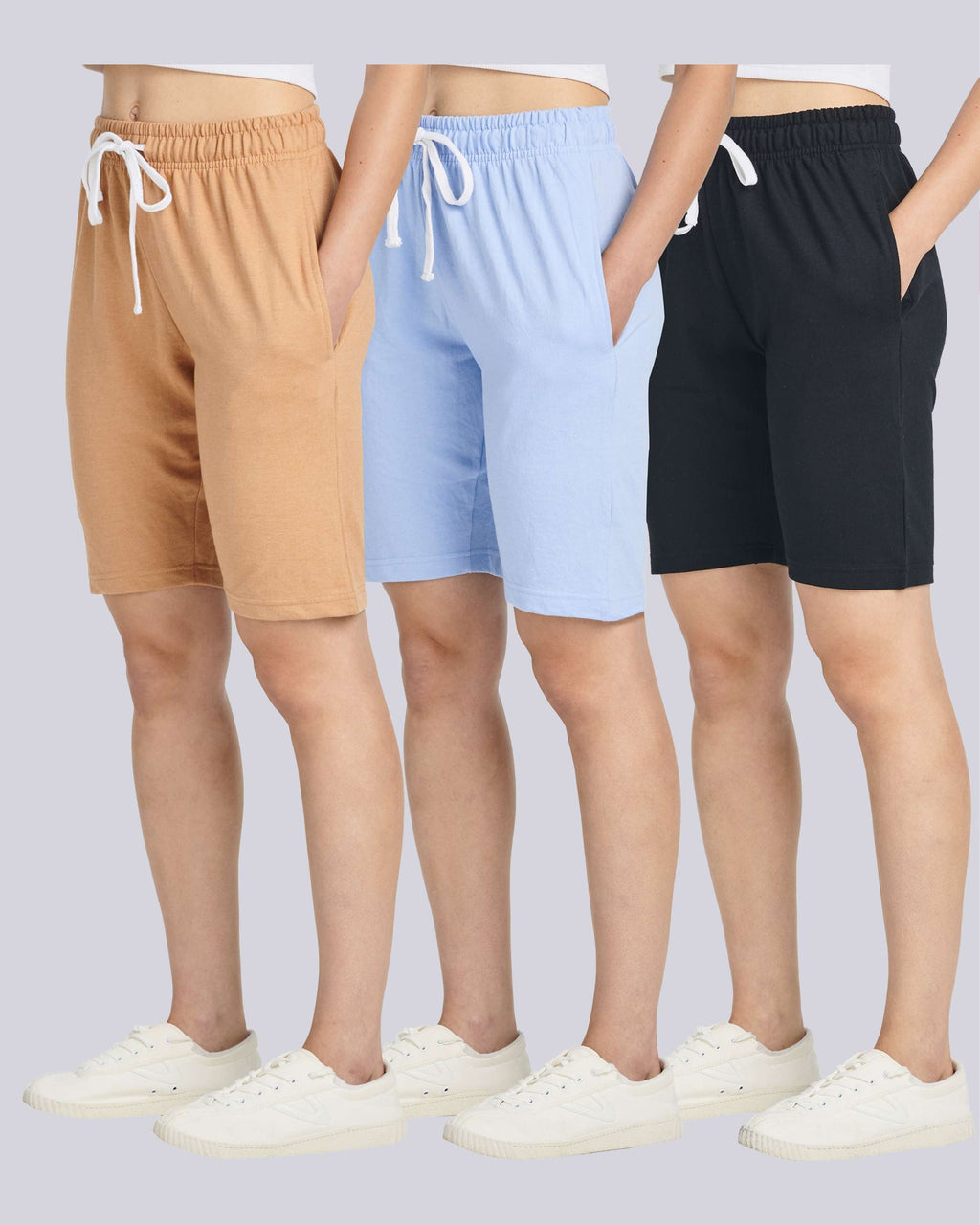 3 Pack: Womens French Terry 9" Bermuda Shorts