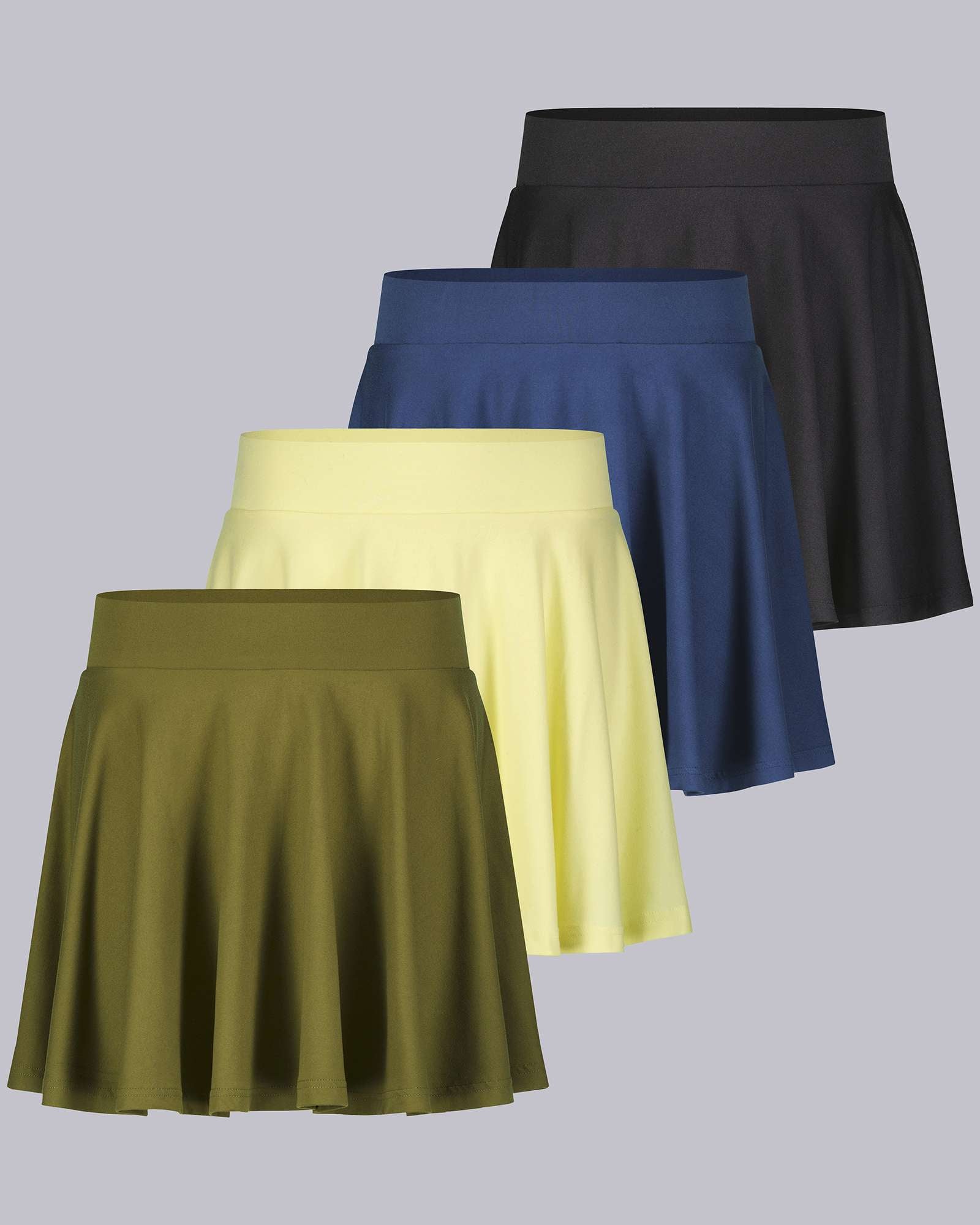 4 Pack: Women's Soft Casual Pleated Mini Skirt