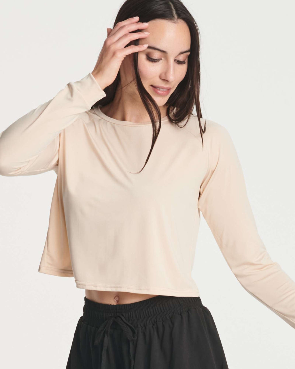 4 Pack: Women's Long Sleeve Petal Back Crop Top (Available in Plus Size)