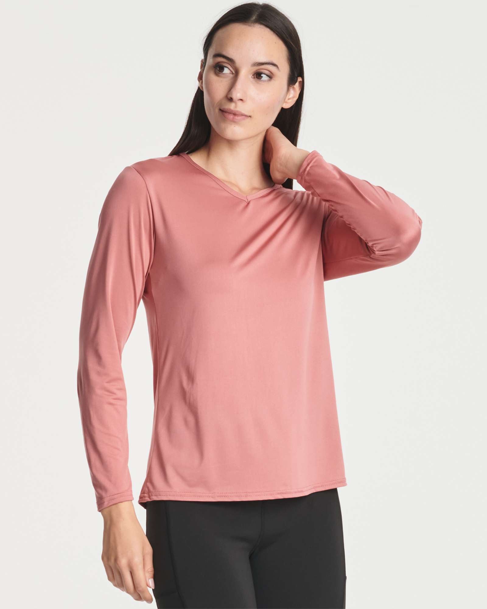 4 Pack: Women's Dry-Fit Long-Sleeve V-Neck Athletic Workout Shirt (Available in Plus Size)