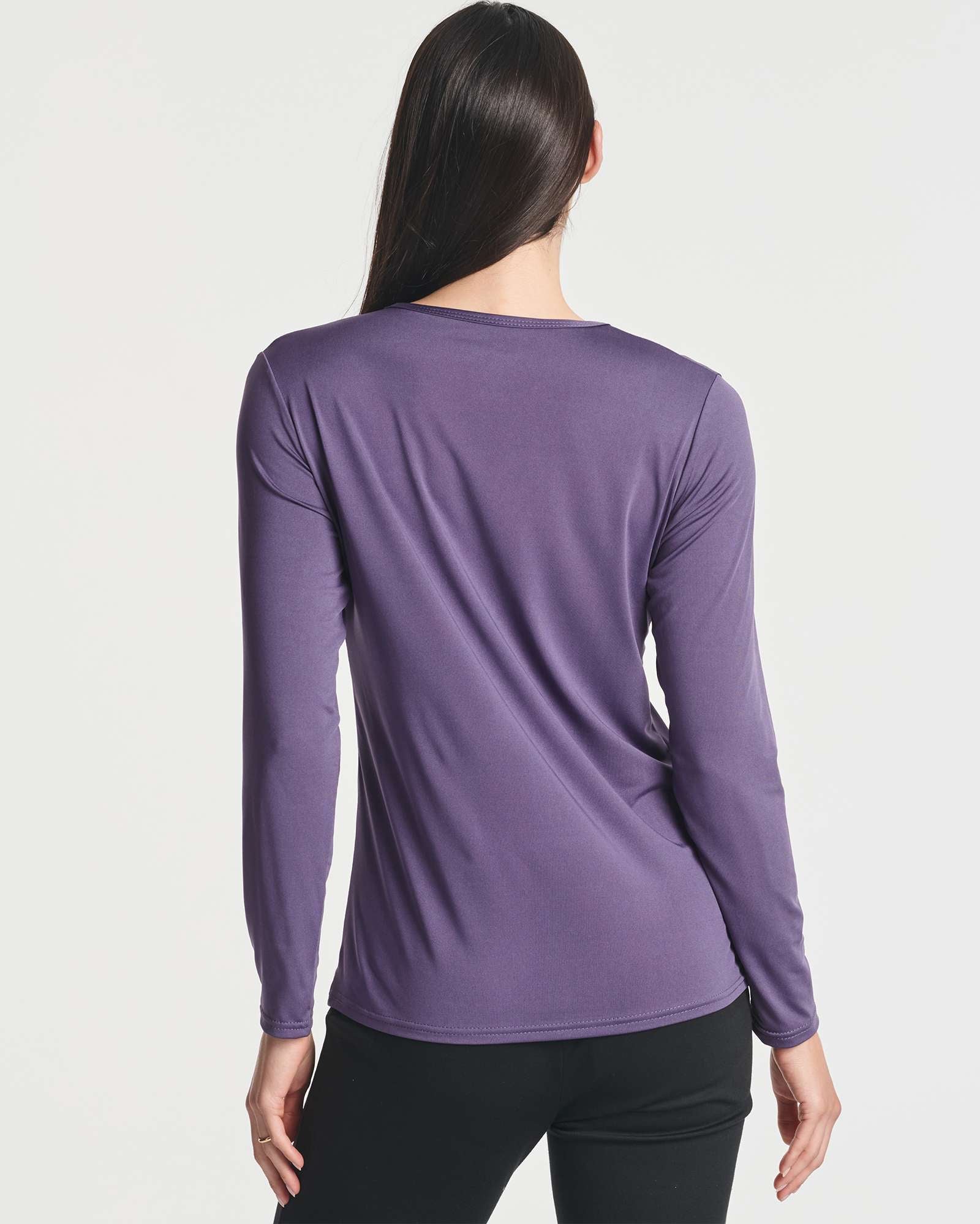 4 Pack: Women's Dry-Fit Long-Sleeve V-Neck Athletic Workout Shirt (Available in Plus Size)