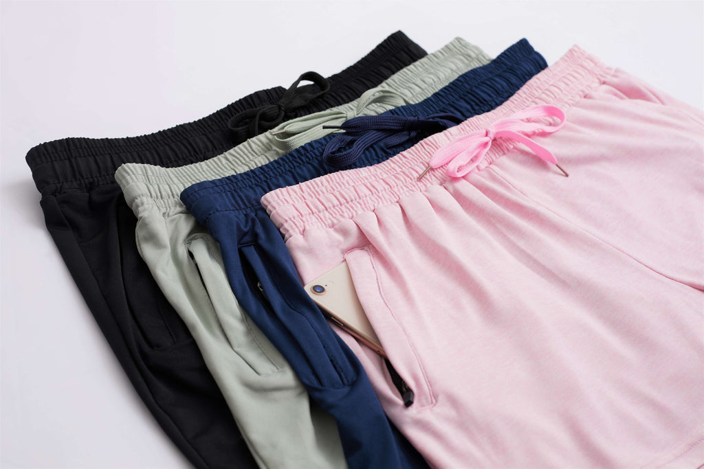 4 Pack: Womens Active Dry-Fit Shorts with Zipper Pockets