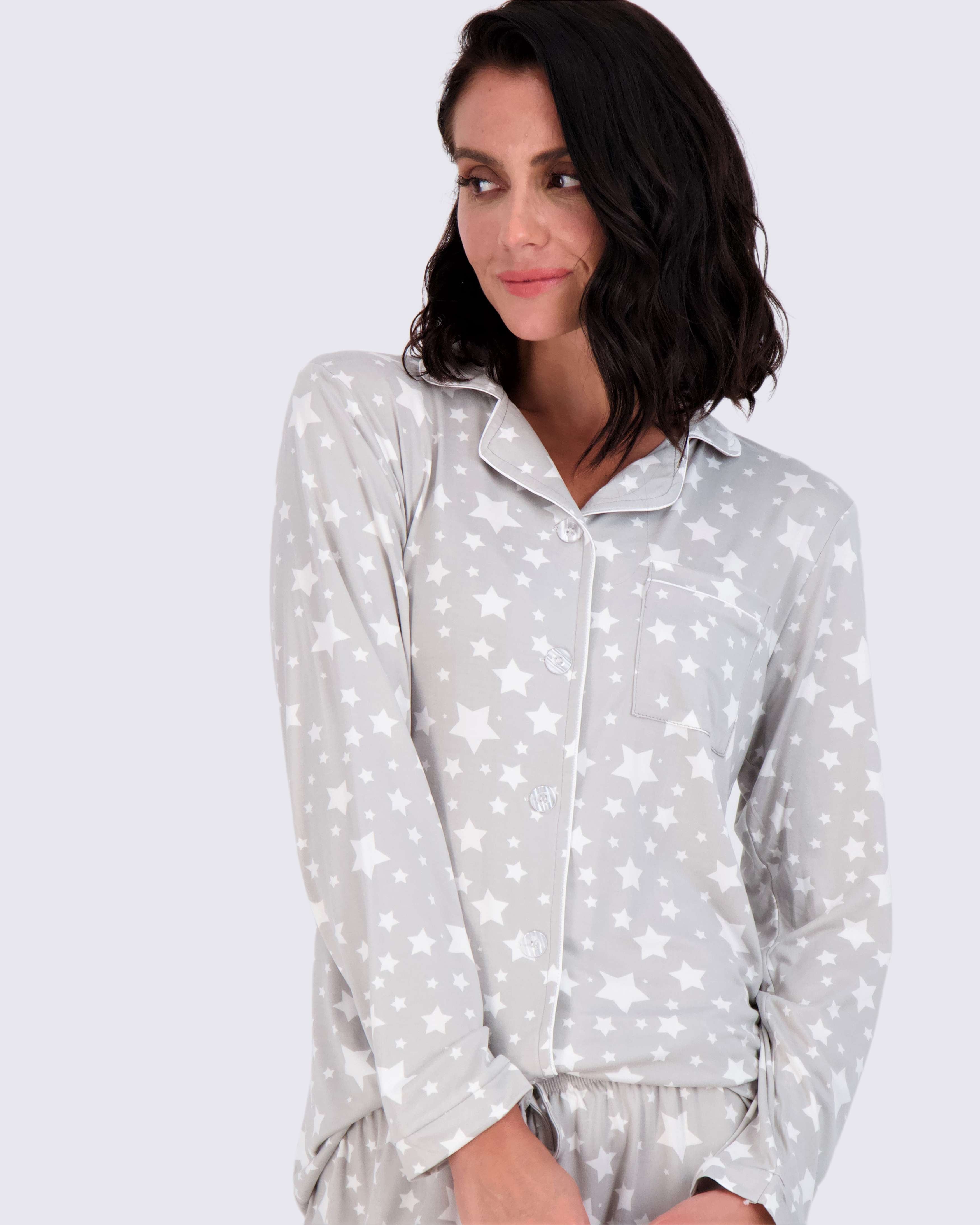 4 Piece: Women’s Long Sleeve Button Down Pajama Set