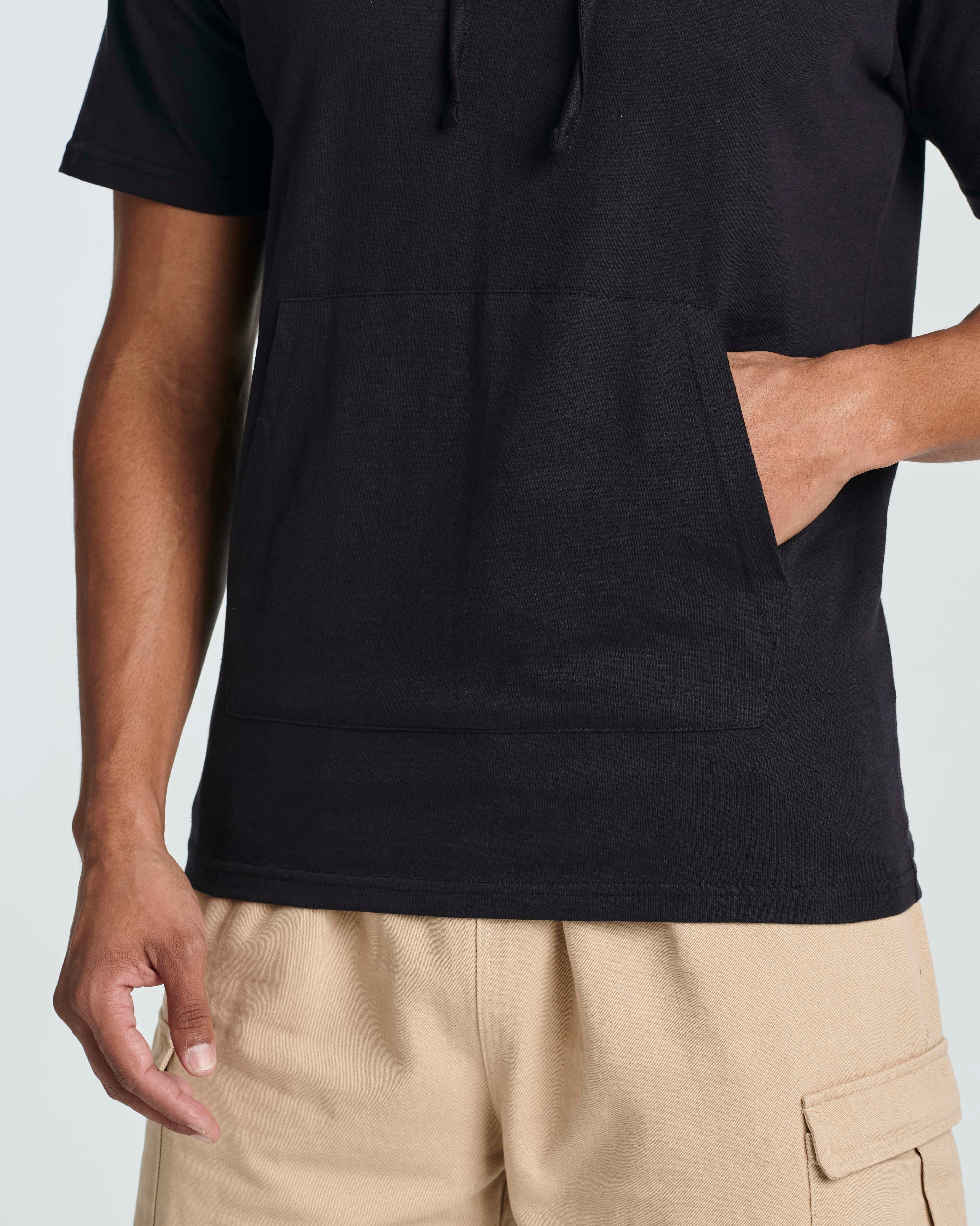 Men's Cotton Short-Sleeve Hoodie Hooded T-Shirt With Drawstring & Pockets (Available in Big & Tall)