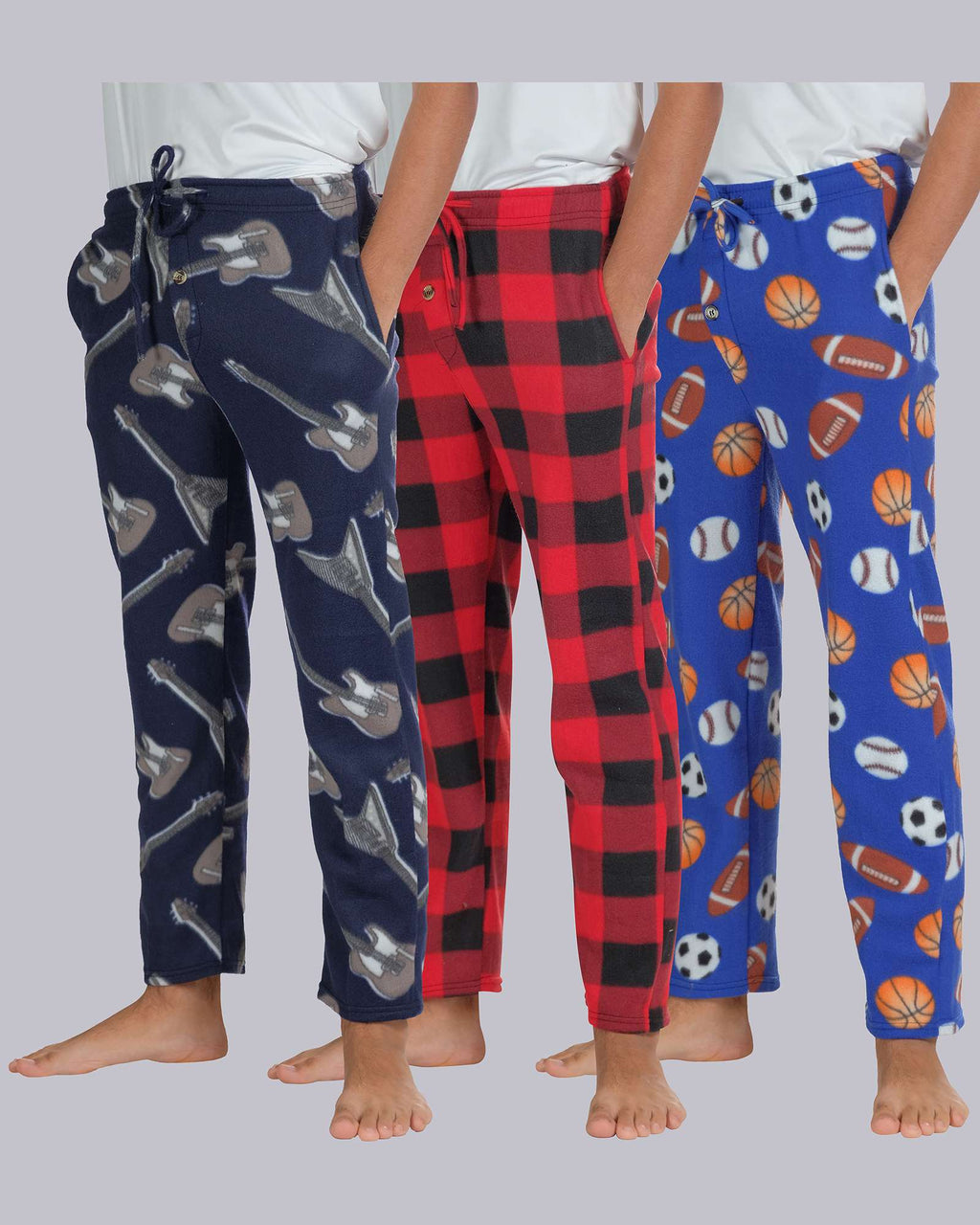 3 Pack: Boys Fleece Pajama Pant Lounge Bottoms