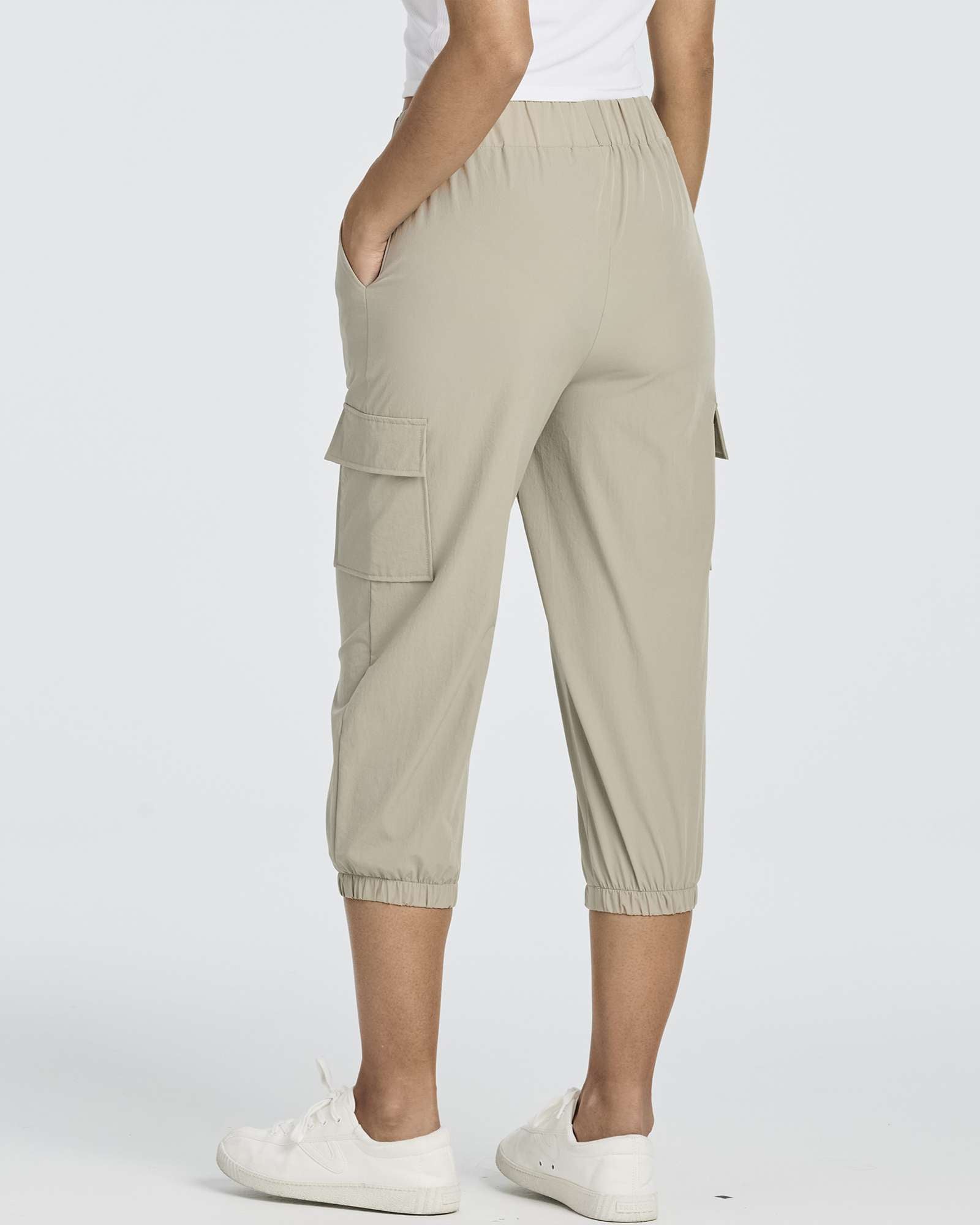 3 Pack: Women's Woven Cargo Capri Jogger Pants