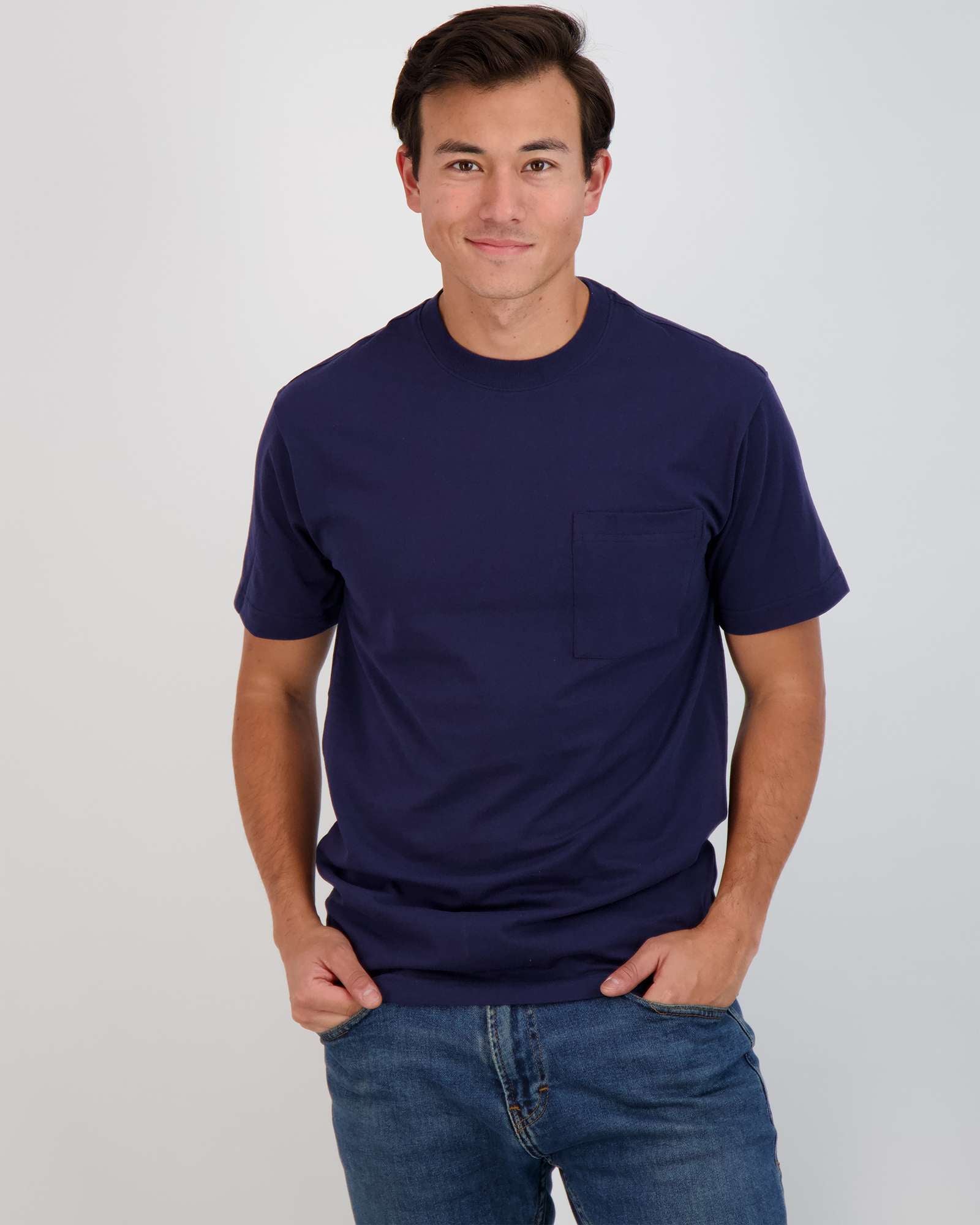 4 Pack: Mens Cotton Short Sleeve Crew Neck Pocket T-Shirt