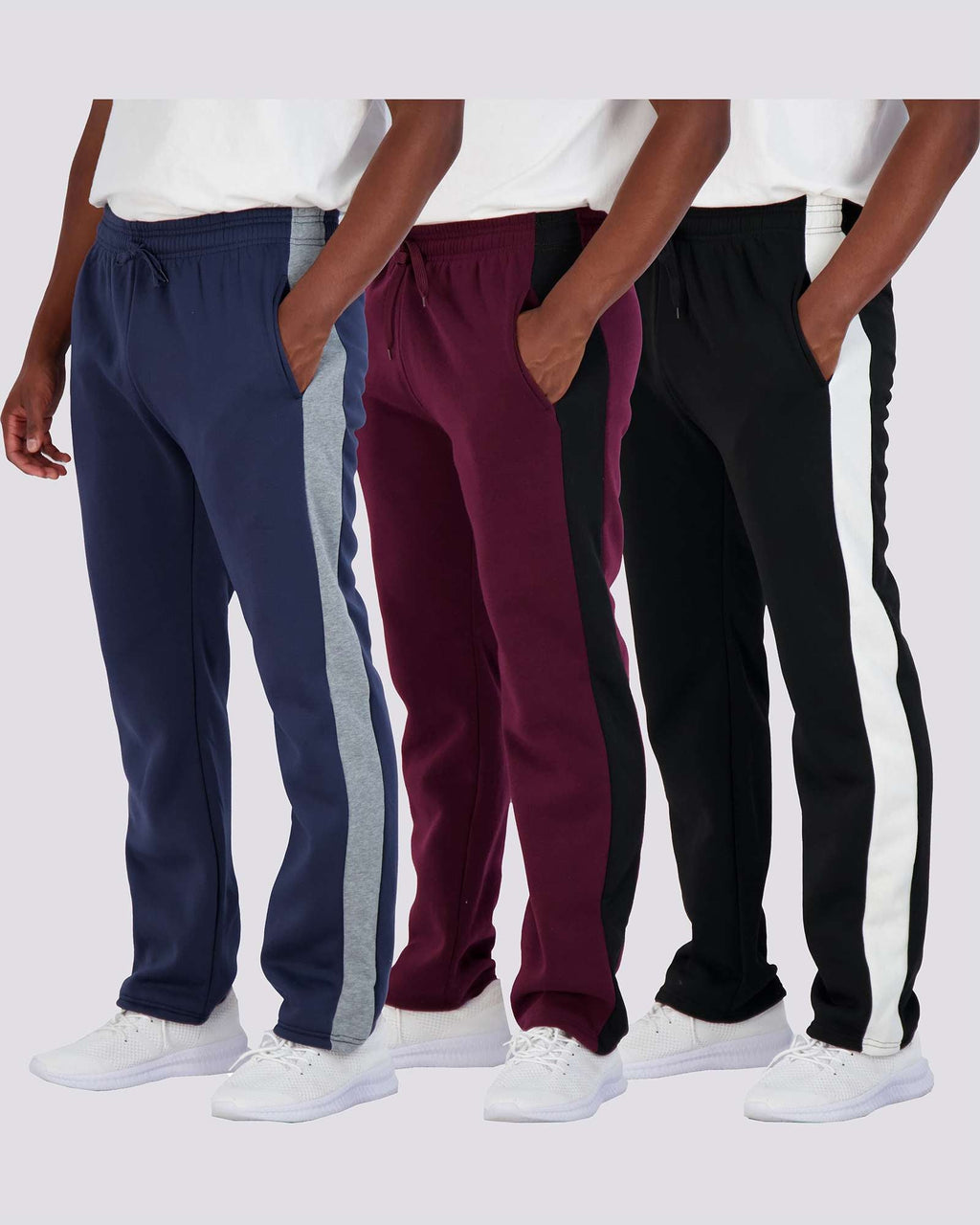 3 Pack: Mens Fleece Open Bottom Sweatpants