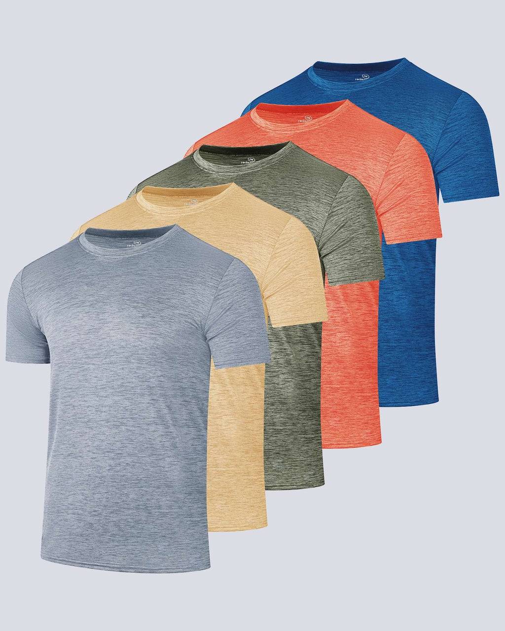 5 Pack: Mens Dry-Fit Active Crew Neck T-Shirt