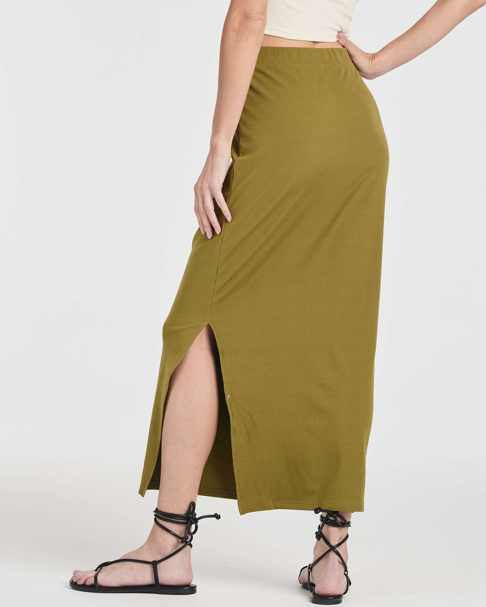 3 Pack: Women's Ribbed High Waisted Maxi Skirt