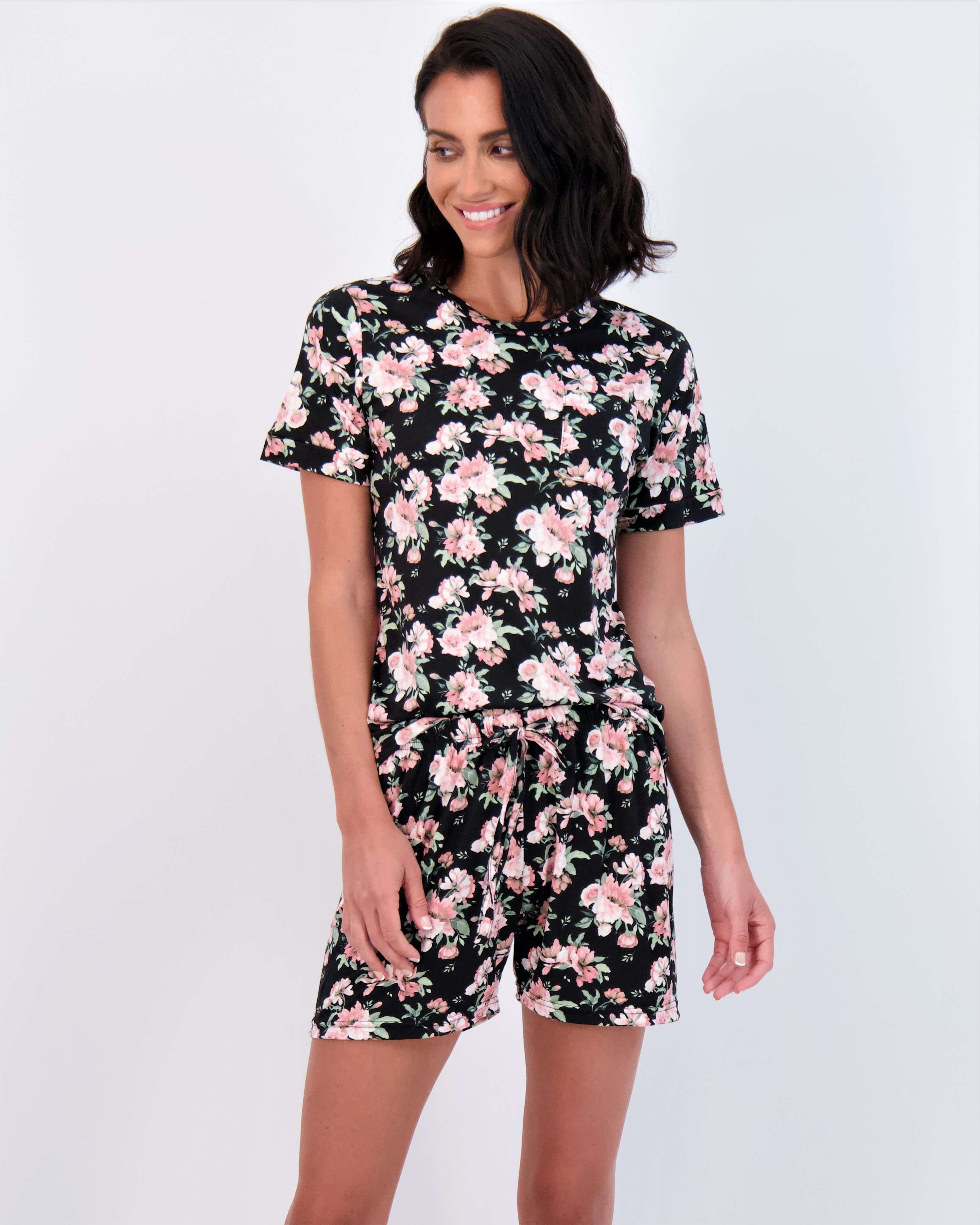 4 Piece: Womens Short Sleeve with Shorts Pajama Set