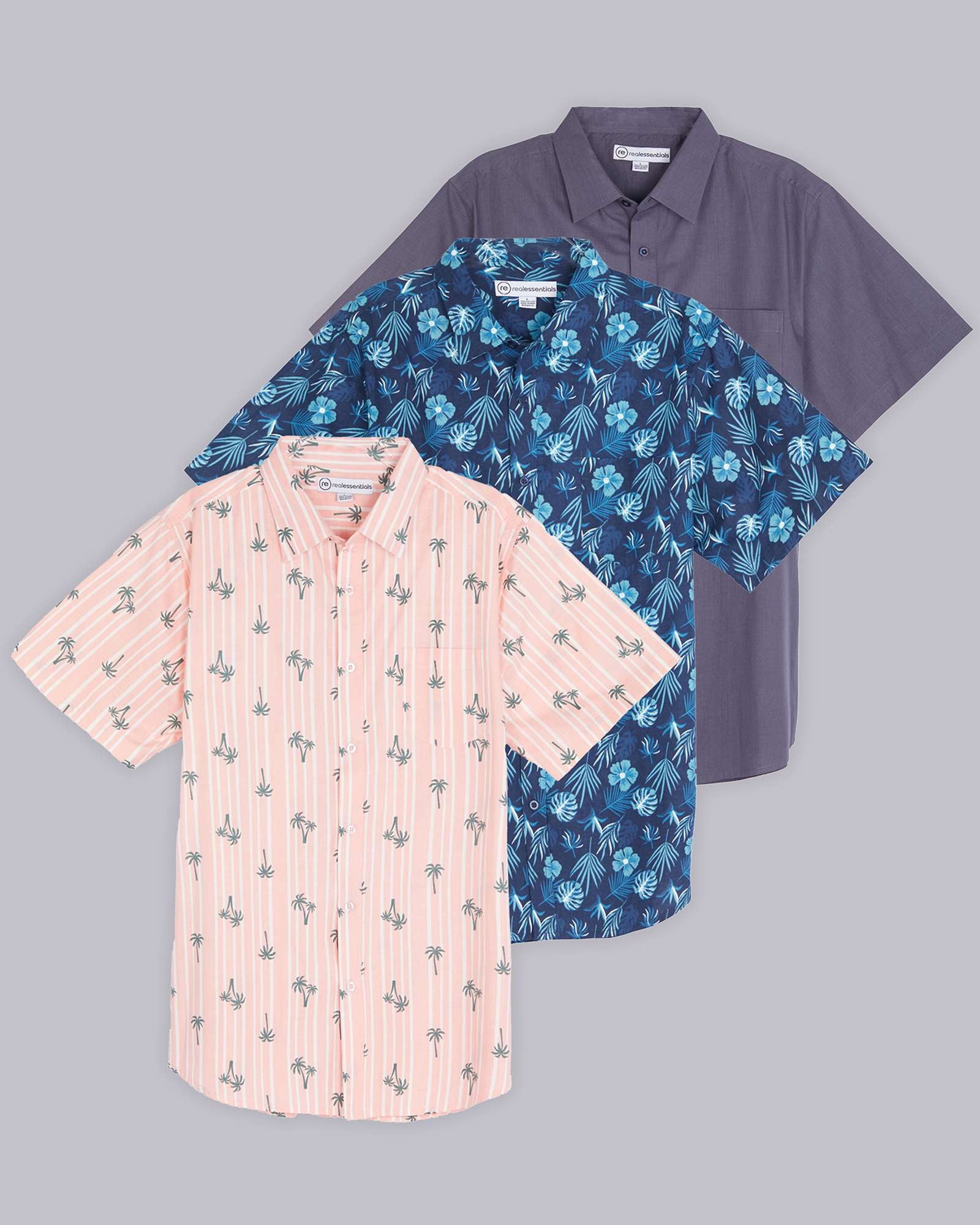 3 Pack: Men's Short-Sleeve Poplin Shirt (Available In Big & Tall)