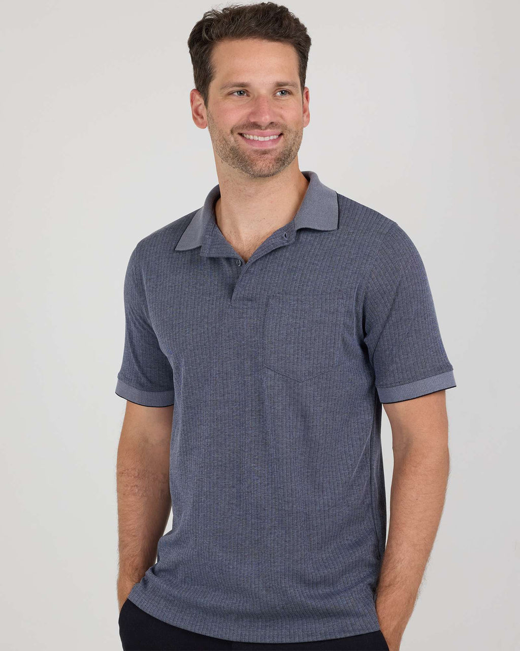3 Pack: Men's Ribbed CVC SS Polo Shirt With Pocket - Breathable Performance Polo (Available in Big & Tall)