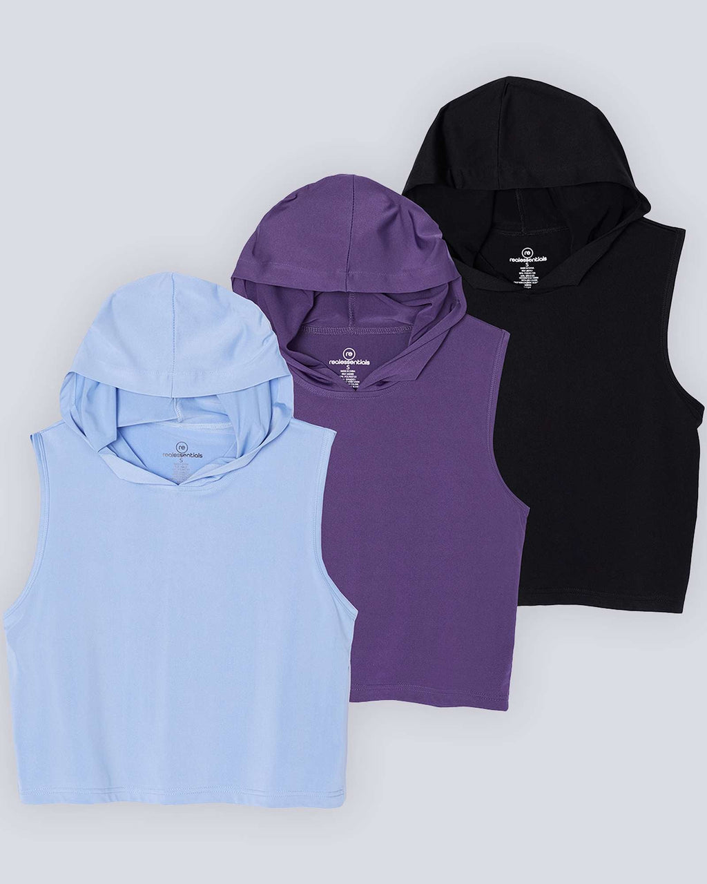 3 Pack: Women's Sleeveless Cropped Tank Top Hoodie