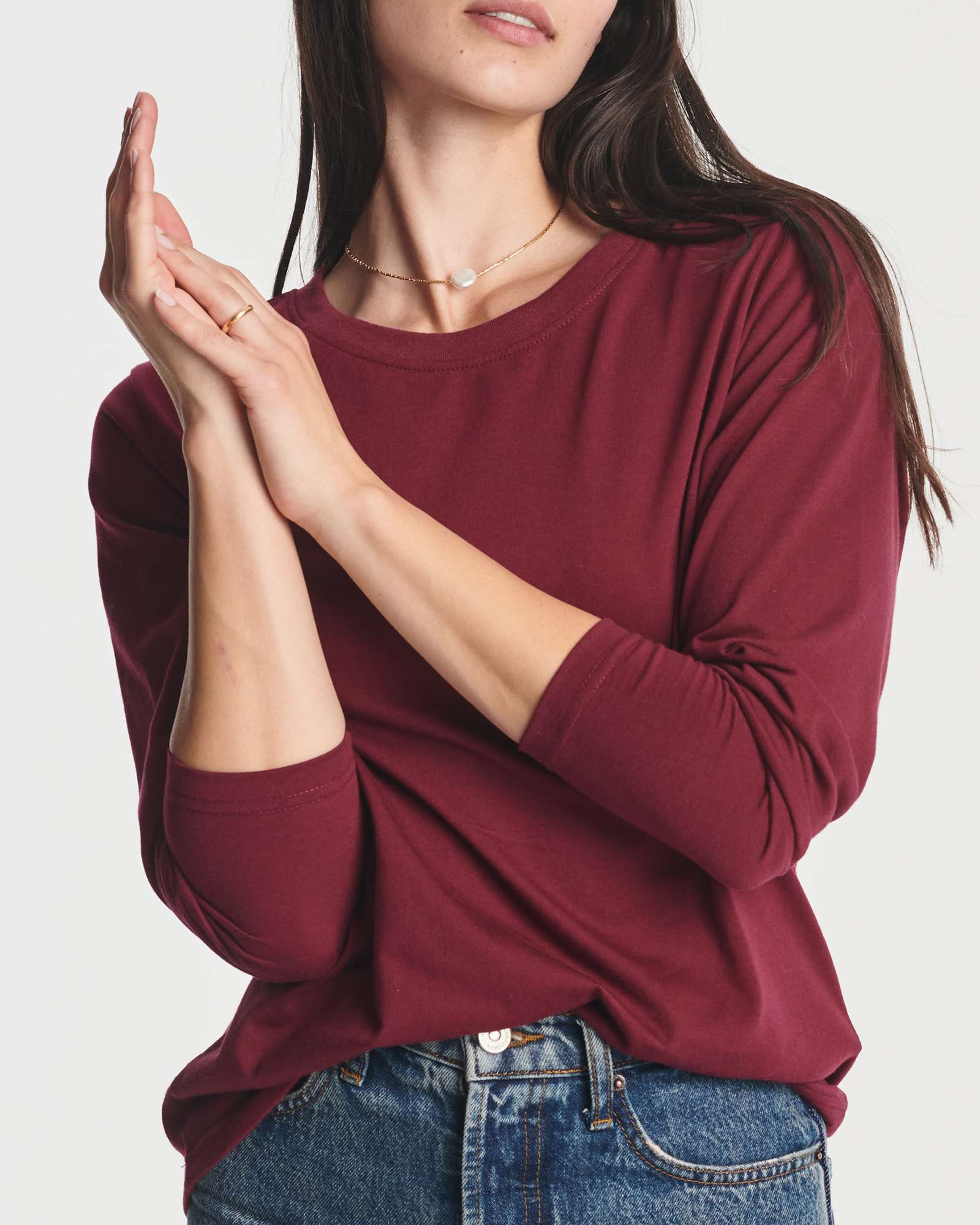 4 Pack: Women's Cotton Classic-Fit Long-Sleeve Crewneck T-Shirt (Available in Plus Size)