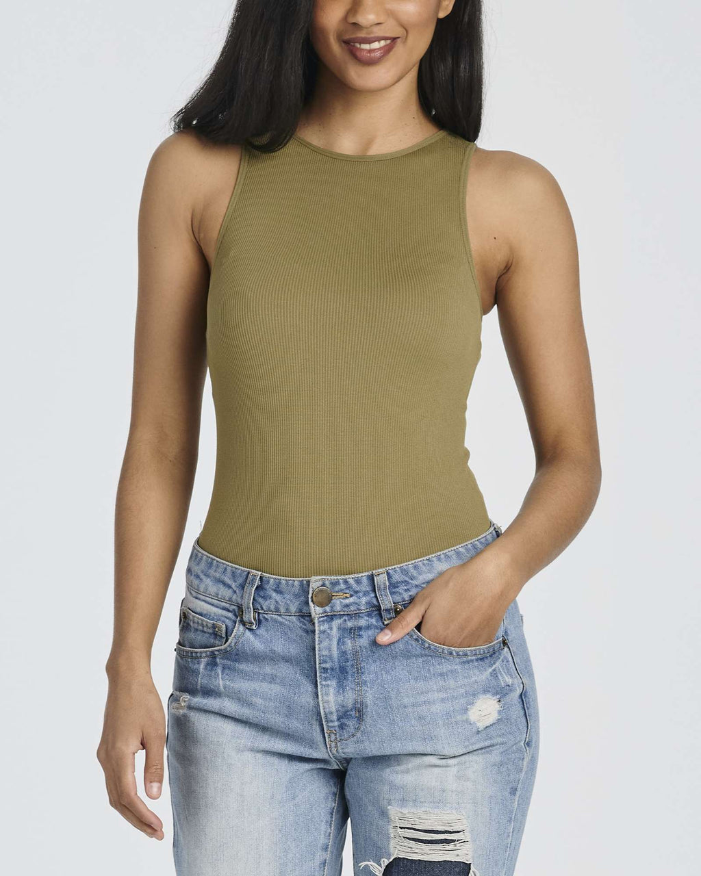 3 Pack: Women's Ribbed Sleeveless Bodysuit Tank Tops