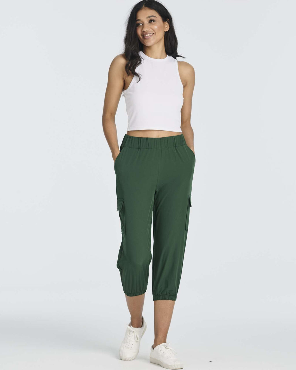 3 Pack: Women's Woven Cargo Capri Jogger Pants