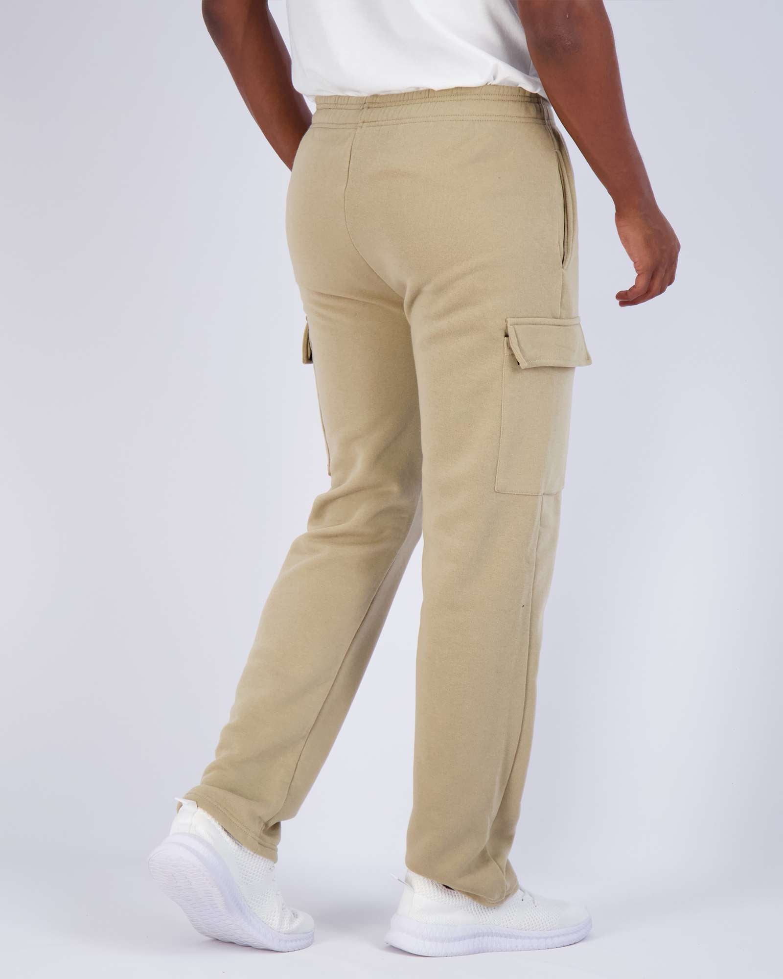 3 Pack: Mens Fleece Cargo Open Bottom Sweatpants