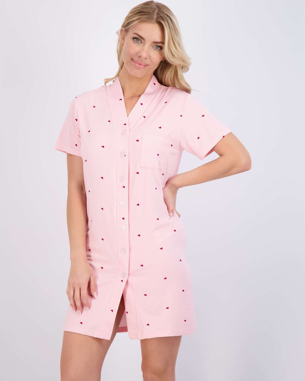 3 Pack: Women's Short Sleeve Button-Down Nightshirt