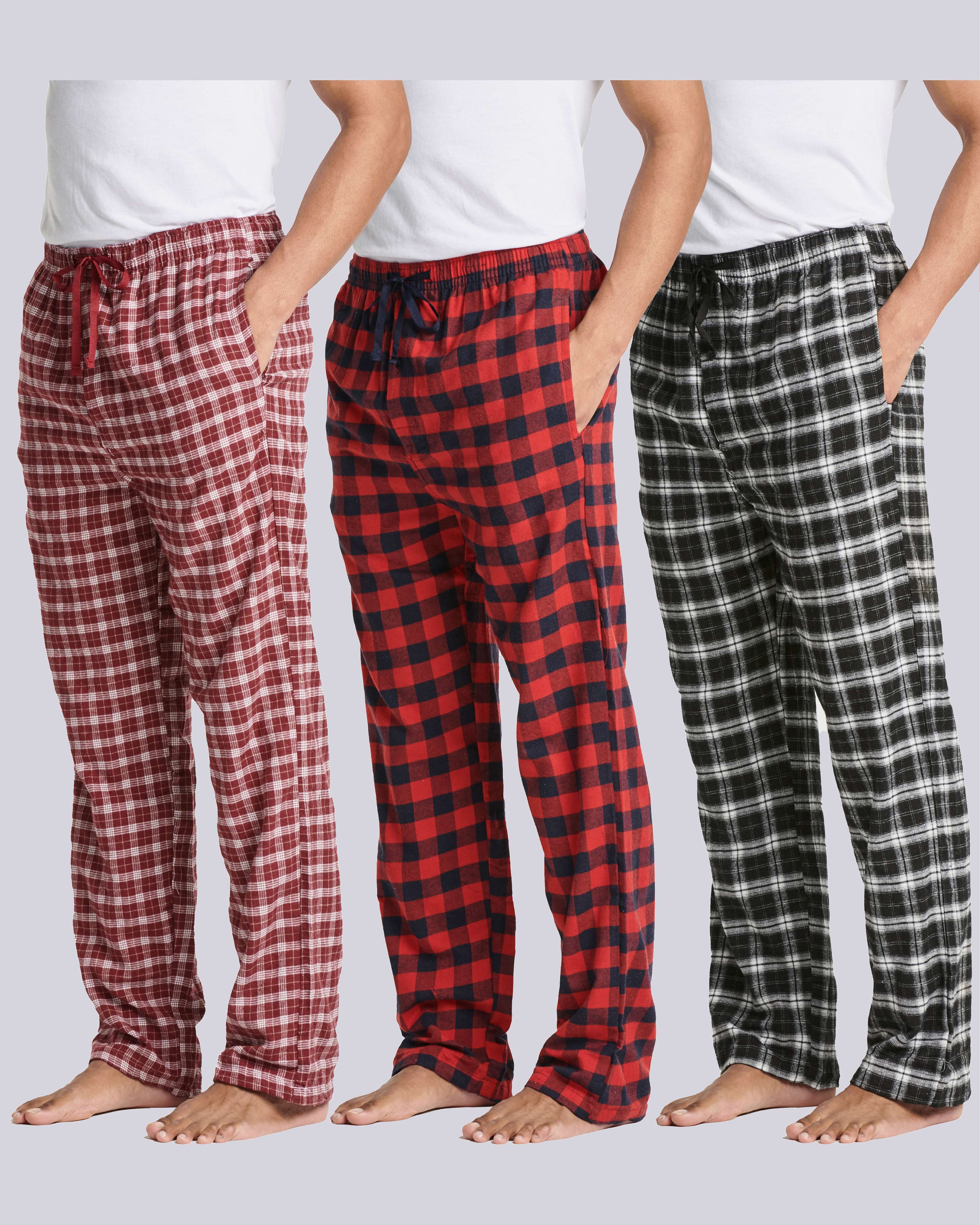 3 Pack: Mens Flannel Plaid Pajama Pants