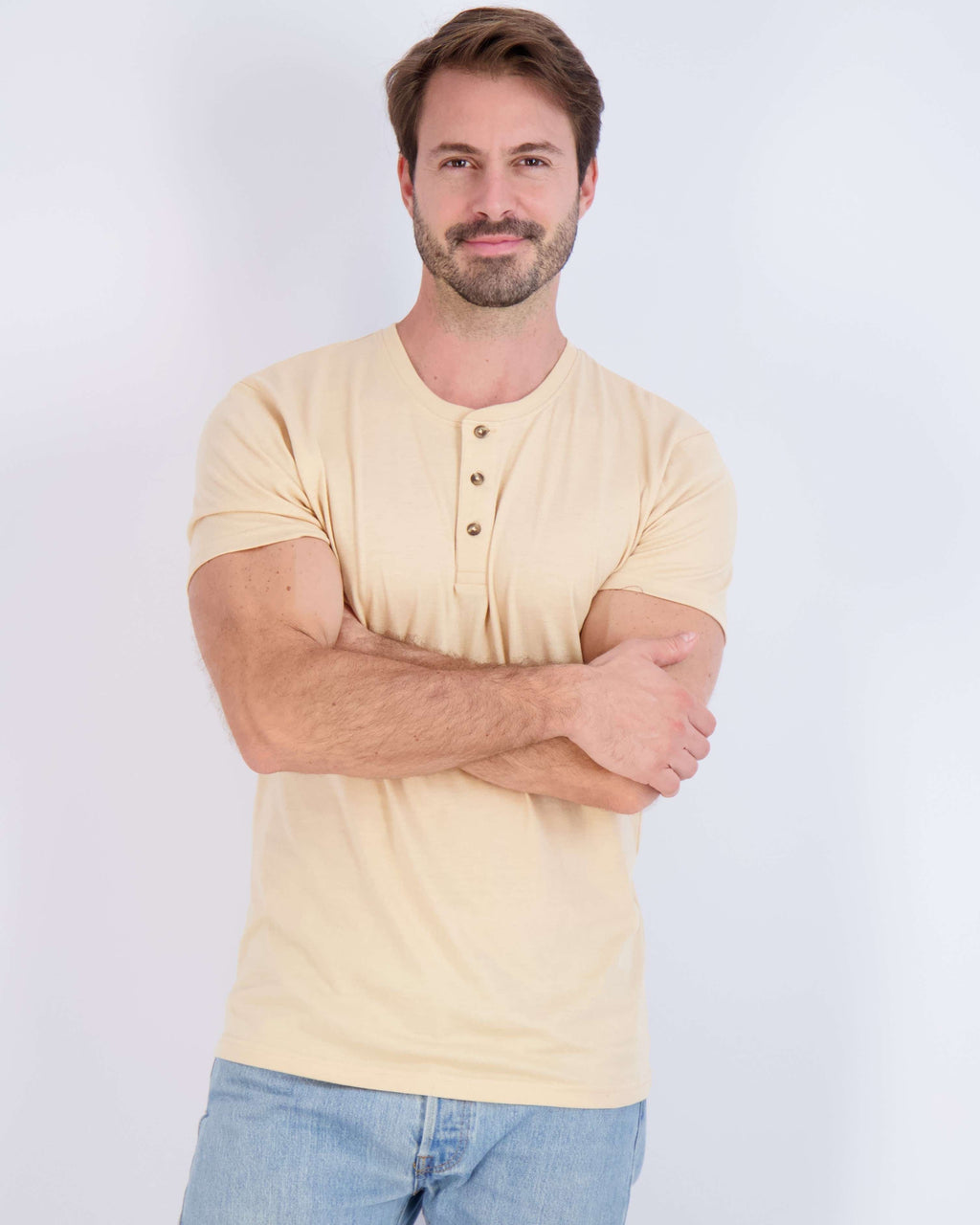 3 Pack: Mens Cotton Short Sleeve Henley T-Shirt