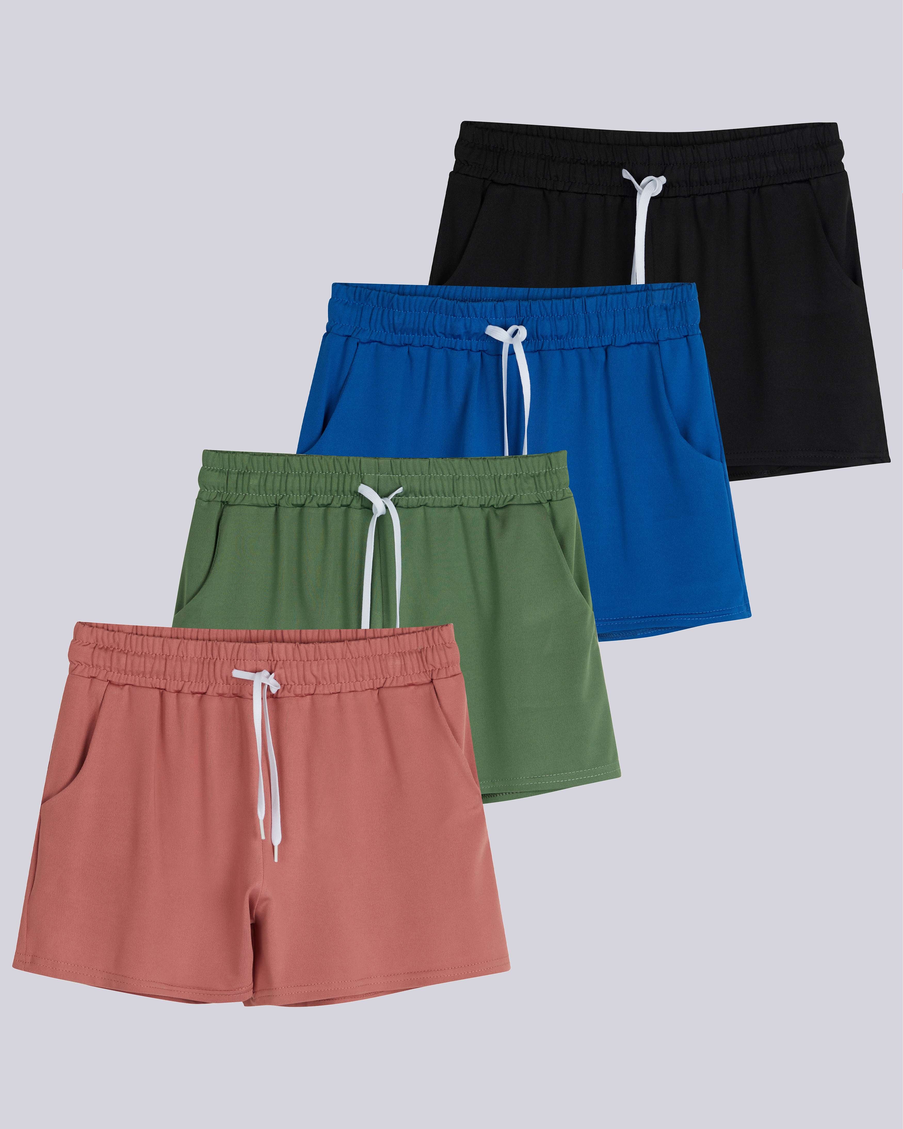4 Pack: Girls Dry-Fit Active Shorts