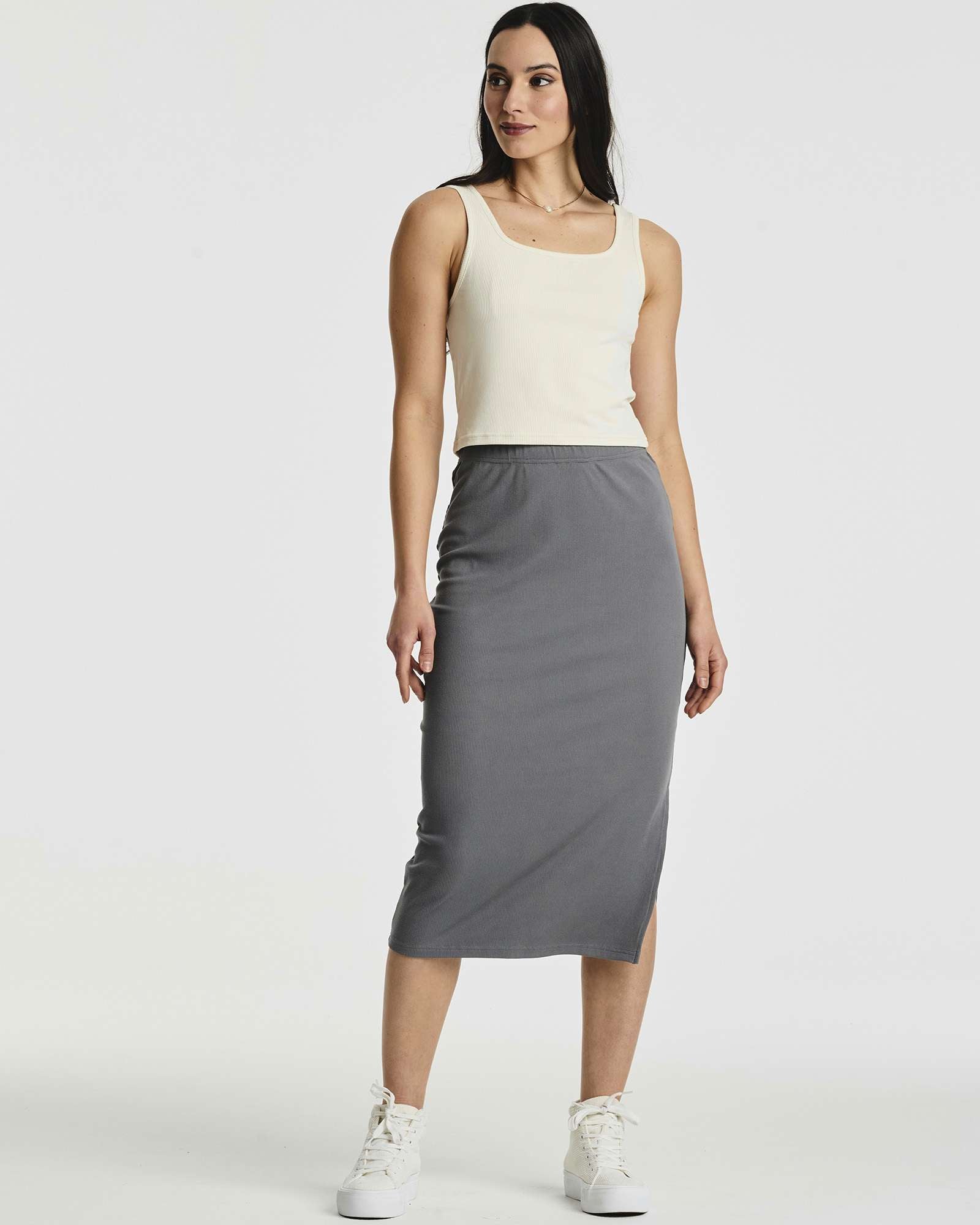 3 Pack: Women's Midi Ribbed Knit Skirt