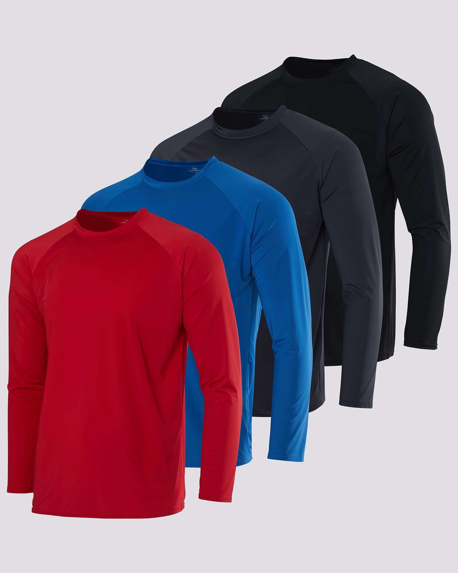 4 Pack: Boys' Long Sleeve Rash Guard Shirt