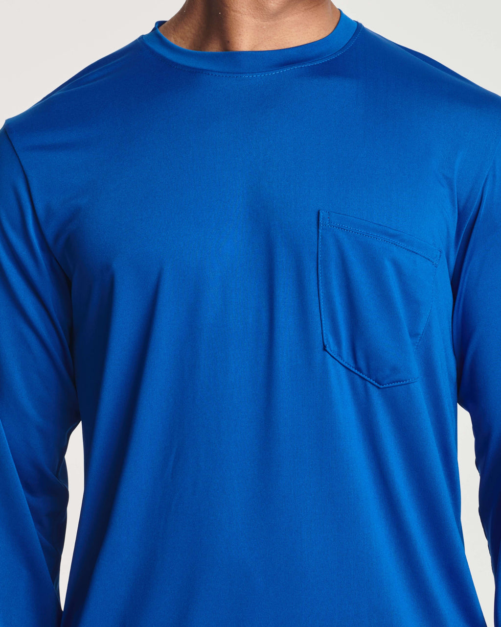 4 Pack: Mens Dry-Fit Long Sleeve Pocket Crew T-Shirt