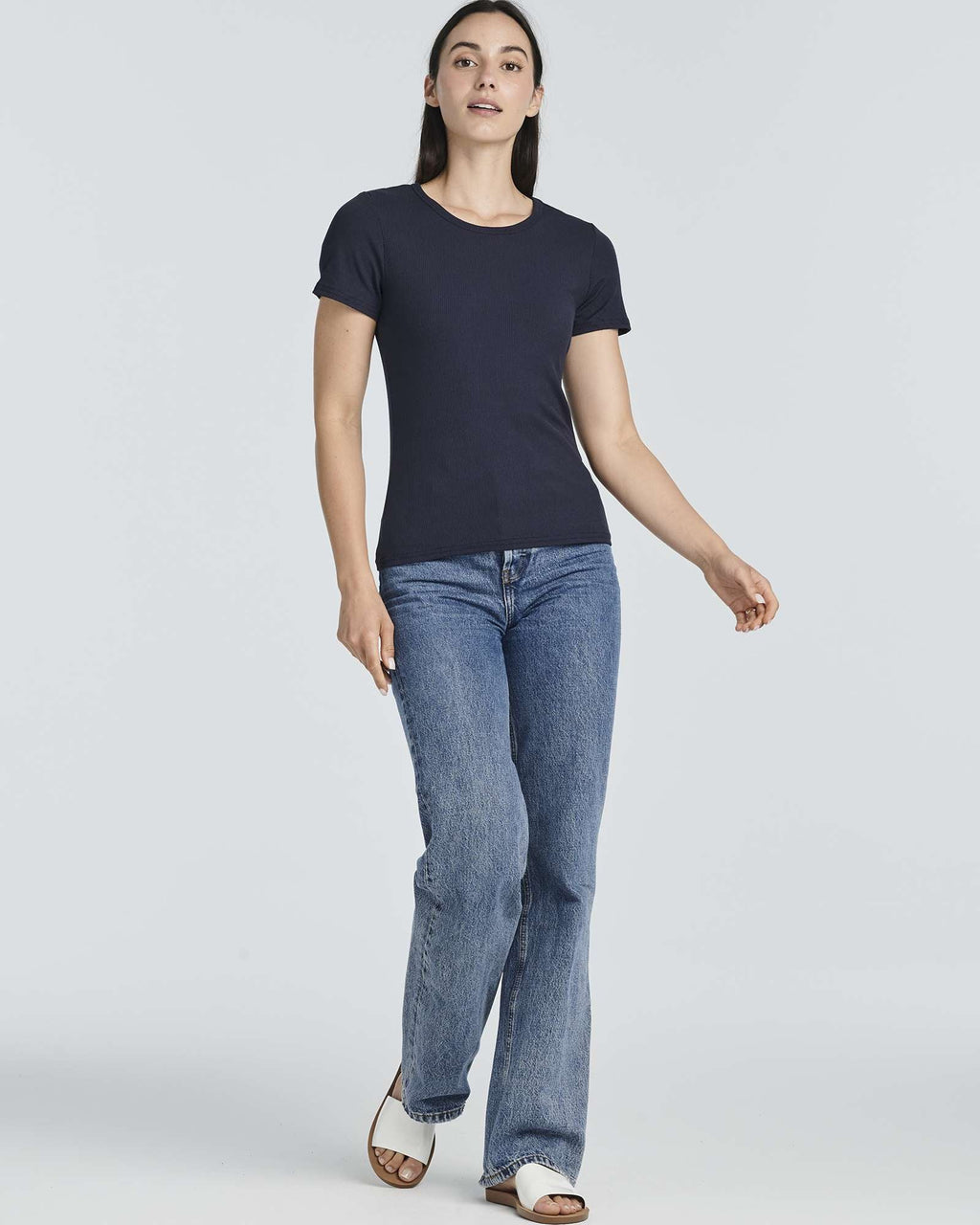 4 Pack: Women's Ribbed Knit Short Sleeve T-Shirt (Available in Plus)