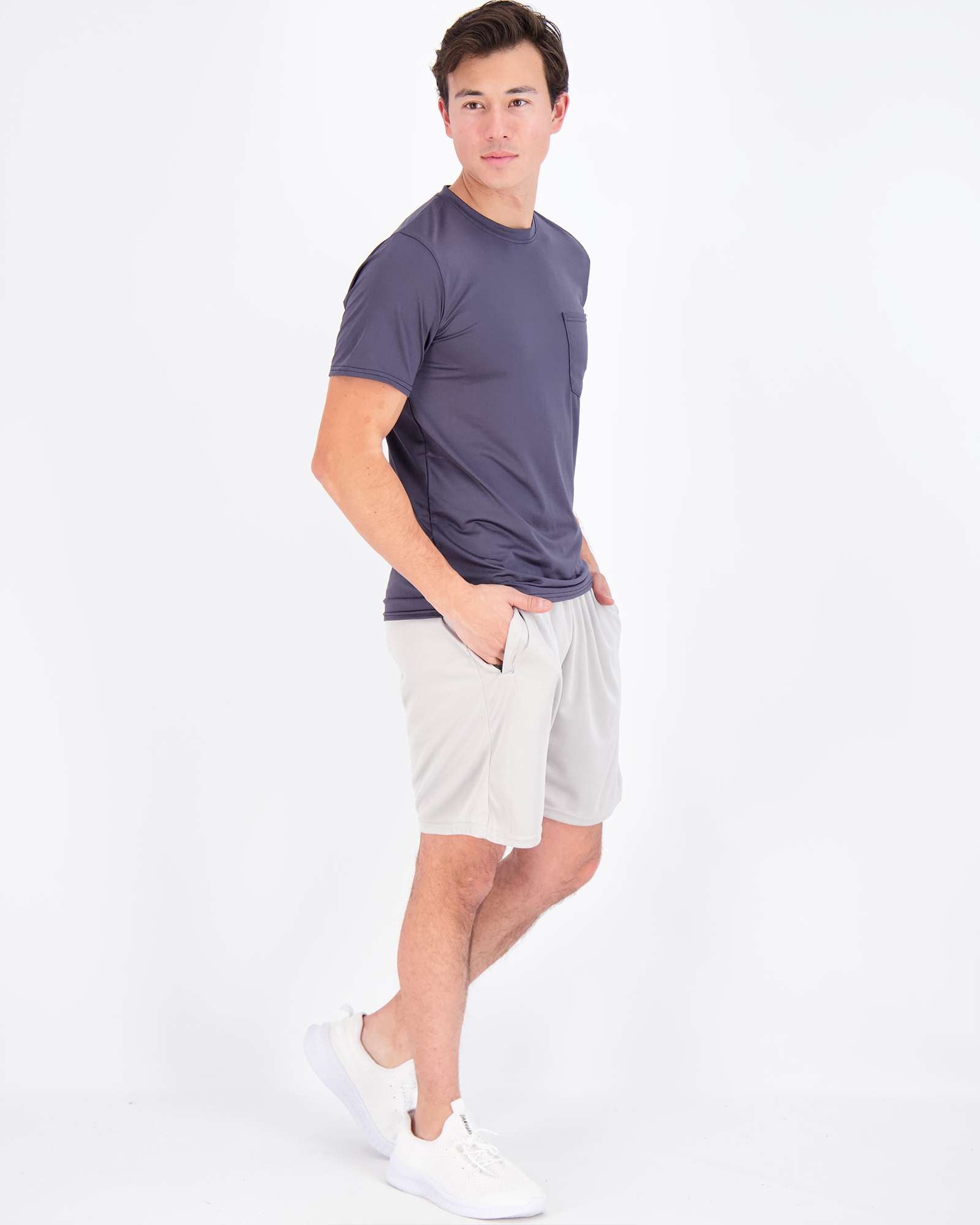 4 Pack: Mens Dry-Fit Active Pocket Short Sleeve Crew T-Shirts (Available in Big & Tall)
