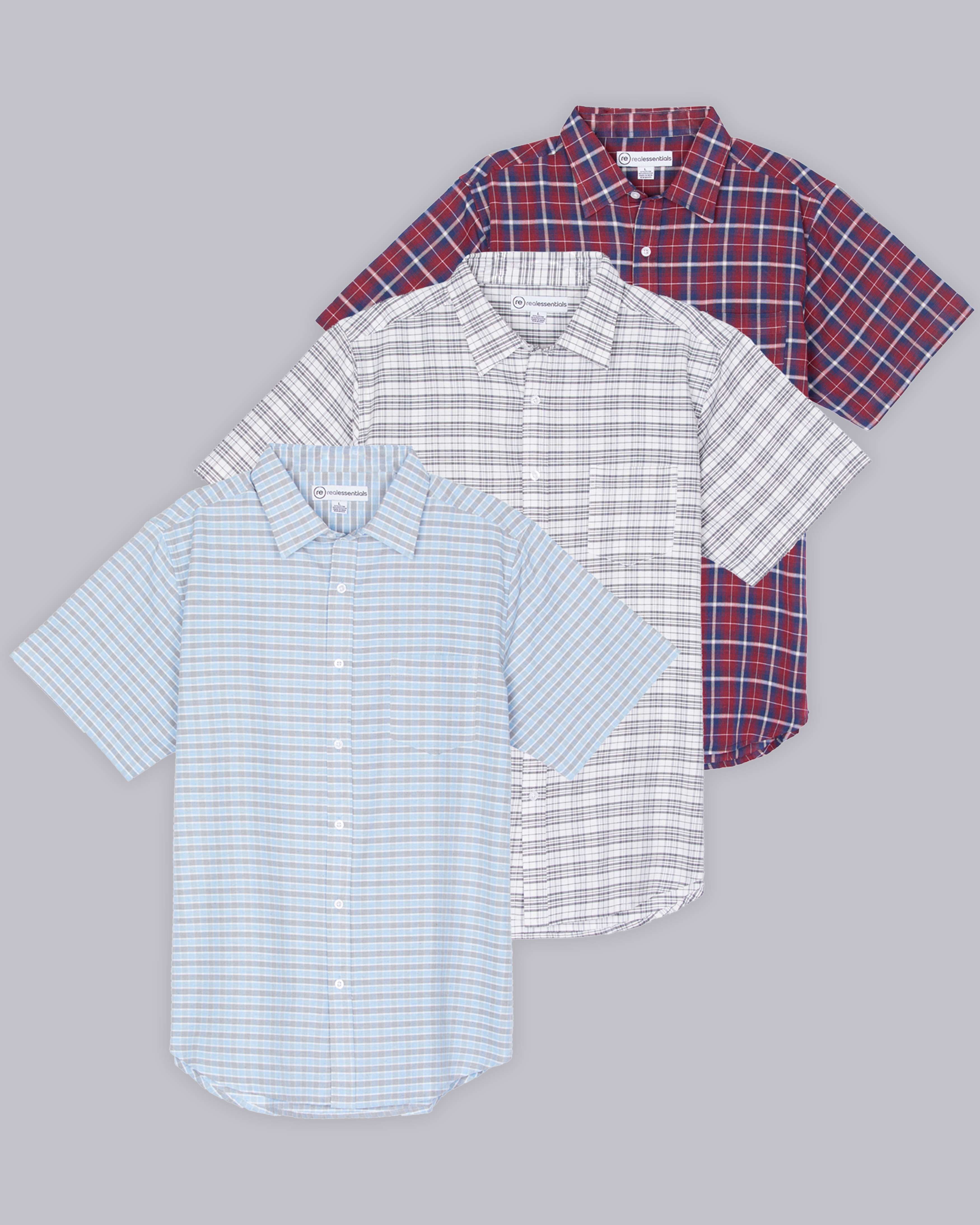 3 Pack: Men's Regular-Fit Short Sleeve Woven Shirt