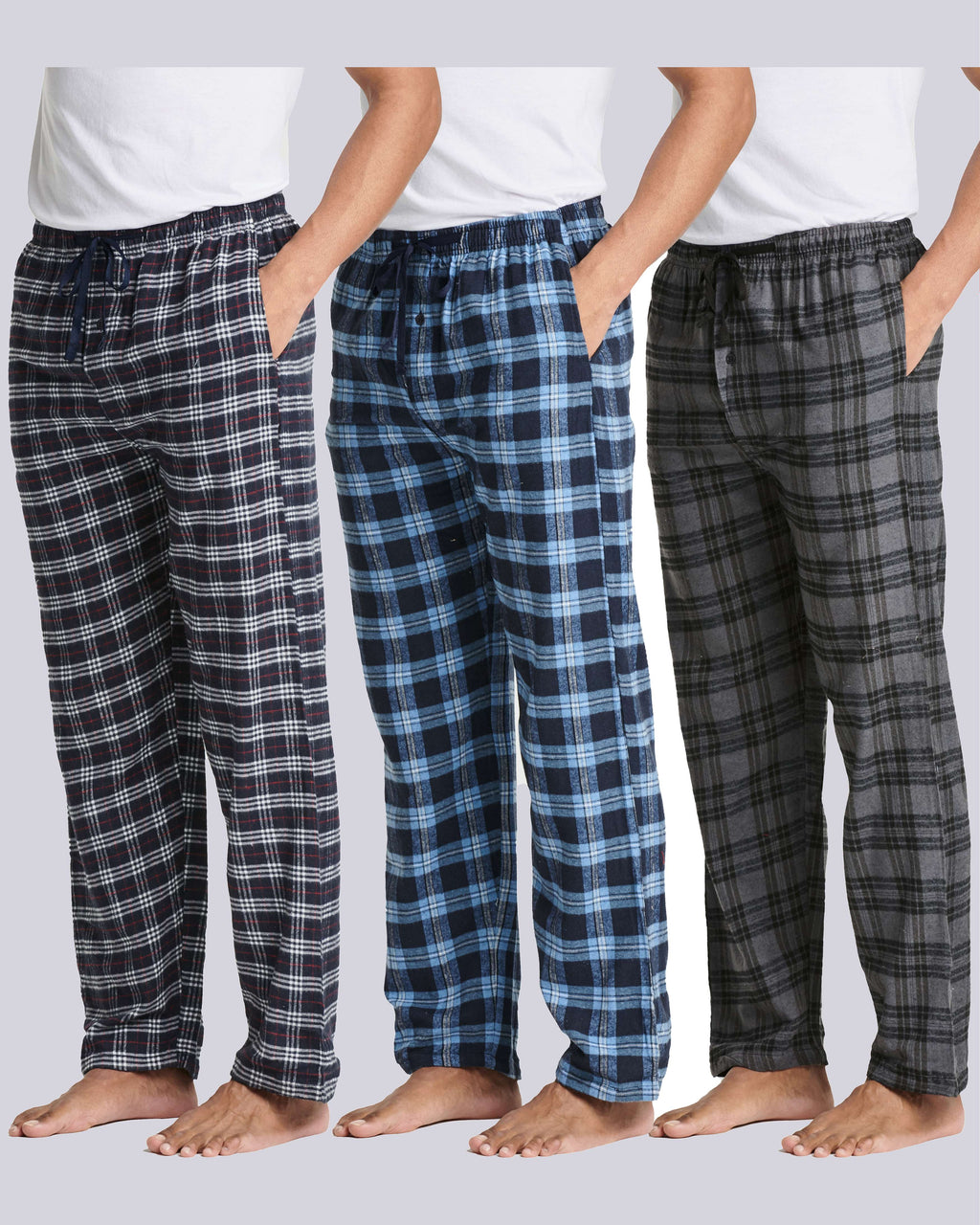 3 Pack: Mens Flannel Plaid Pajama Pants