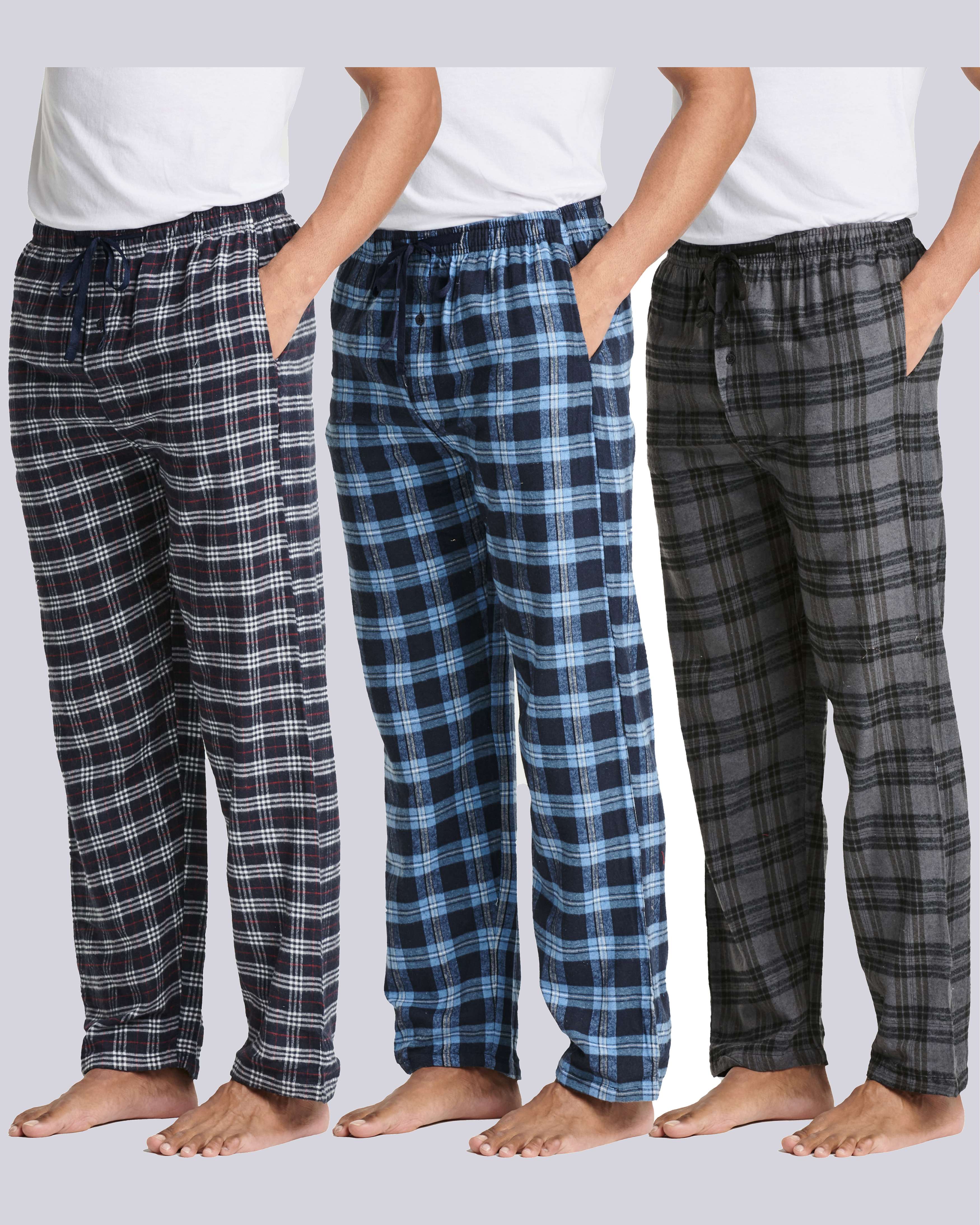 3 Pack: Mens Flannel Plaid Pajama Pants