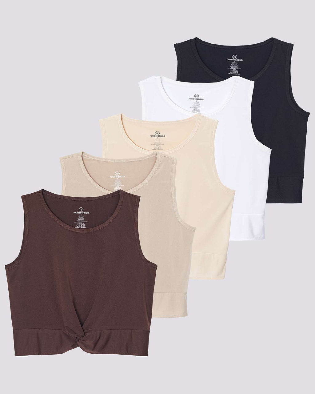5 Pack: Women's Dry-Fit Twist Front Sleeveless Crop Top