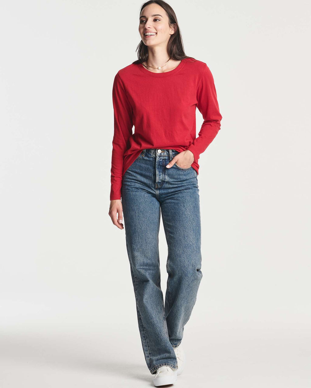 4 Pack: Women's Cotton Classic-Fit Long-Sleeve Crewneck T-Shirt (Available in Plus Size)