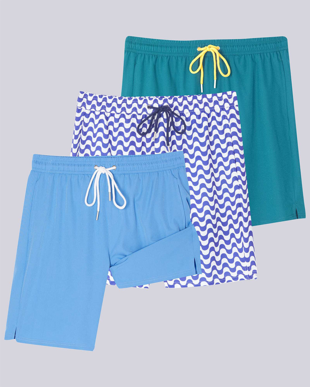 3 Pack: Men's 9" 2-in-1 Board Shorts with Compression Liner